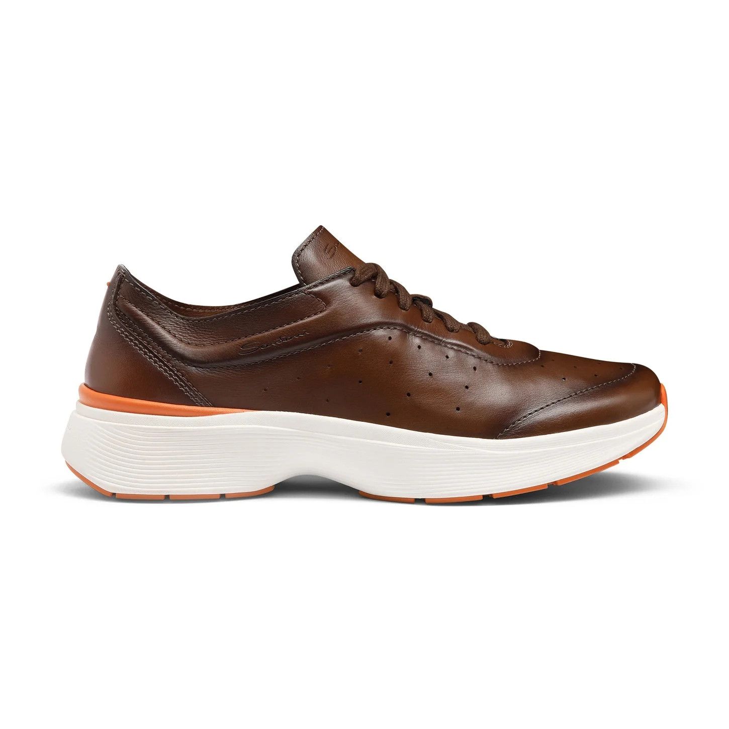 Santoni os11x0526 Bounce Leather Low-Top Sneakers in Brown Size US 12 / EU 45 - 1 Thumbnail