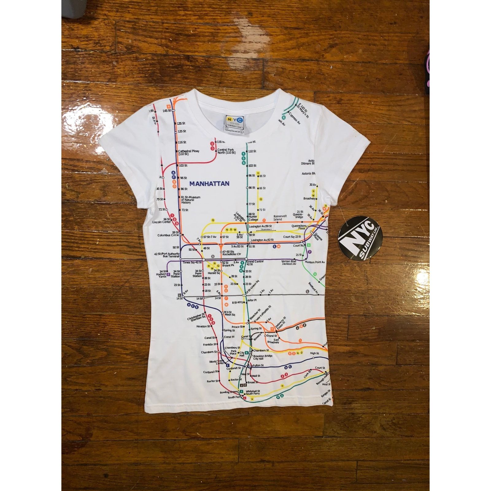 Other NYC Subway Line Manhattan Map Baby Tee Juniors L NWT MTA Size L / US 10 / IT 46 - 1 Thumbnail