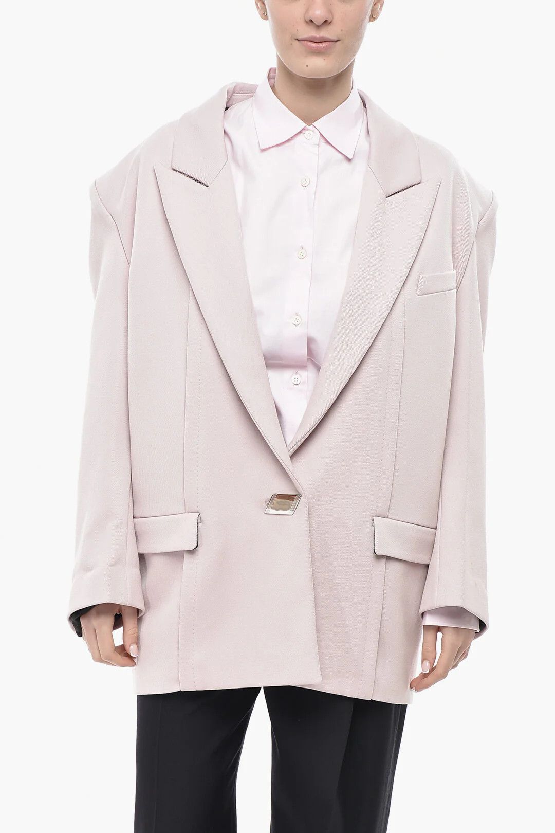 Athleta og1mm0426 Oversized Wool-Blend Blazer in Pink Size XS / US 0-2 / IT 36-38 - 1 Thumbnail