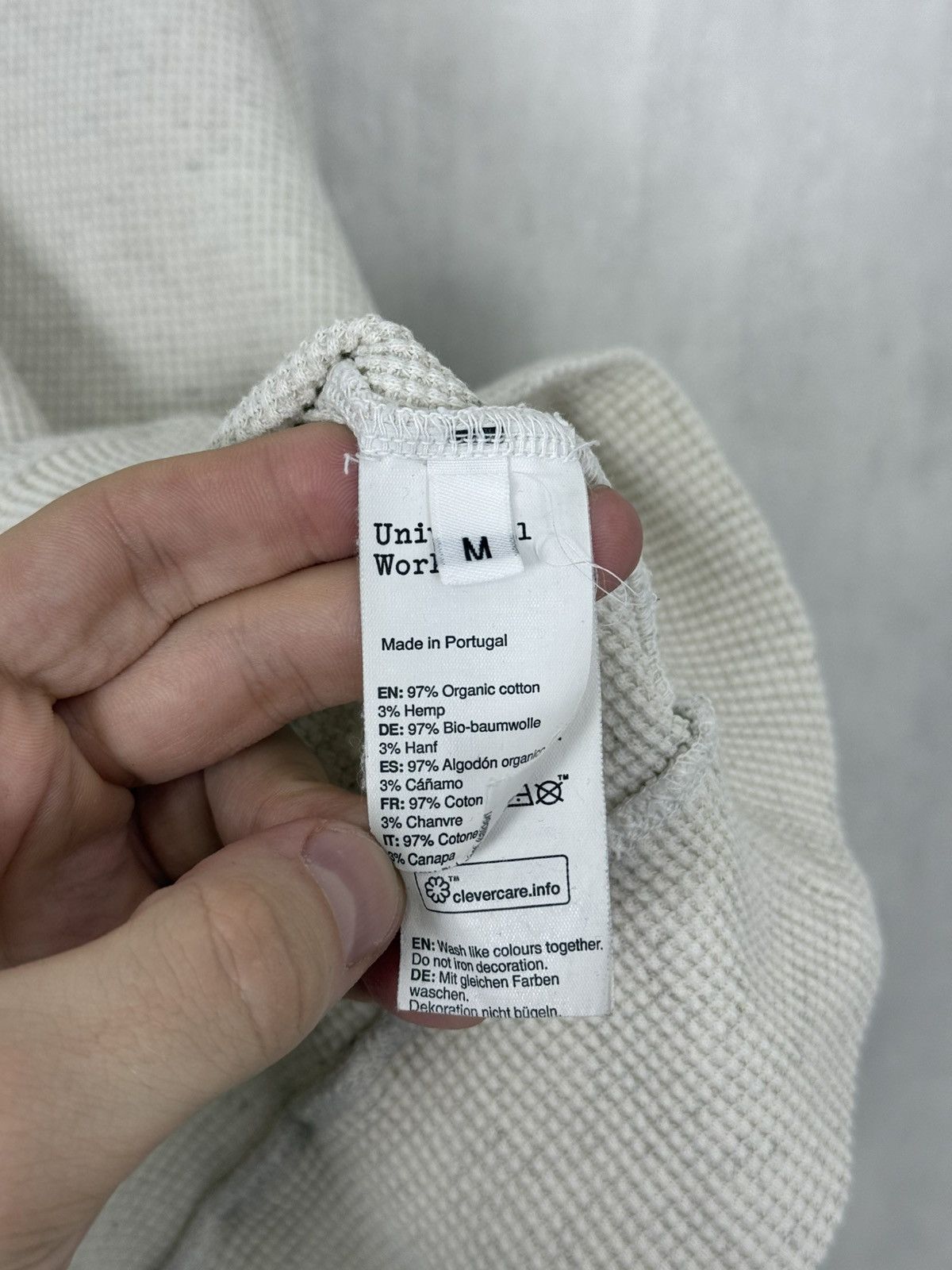 Universal Works Universal Works Men’s Waffle Knit Cotton Sweatshirt Size M Size US M / EU 48-50 / 2 - 17 Thumbnail