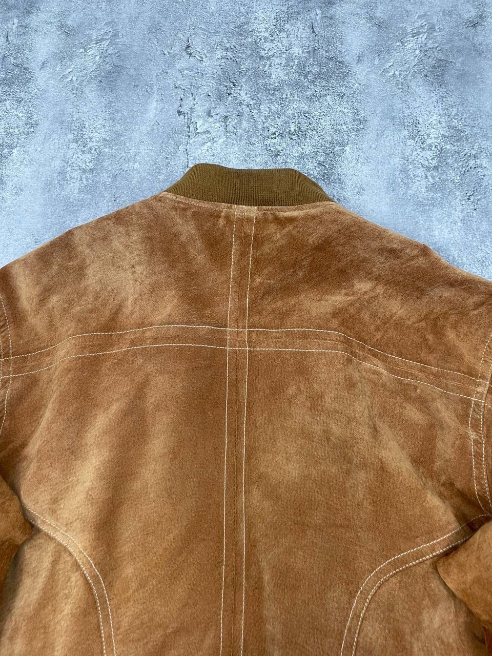 Vintage Vintage 90s Suede Leather Men Bomber Jacket Brown Size US XL / EU 56 / 4 - 10 Thumbnail