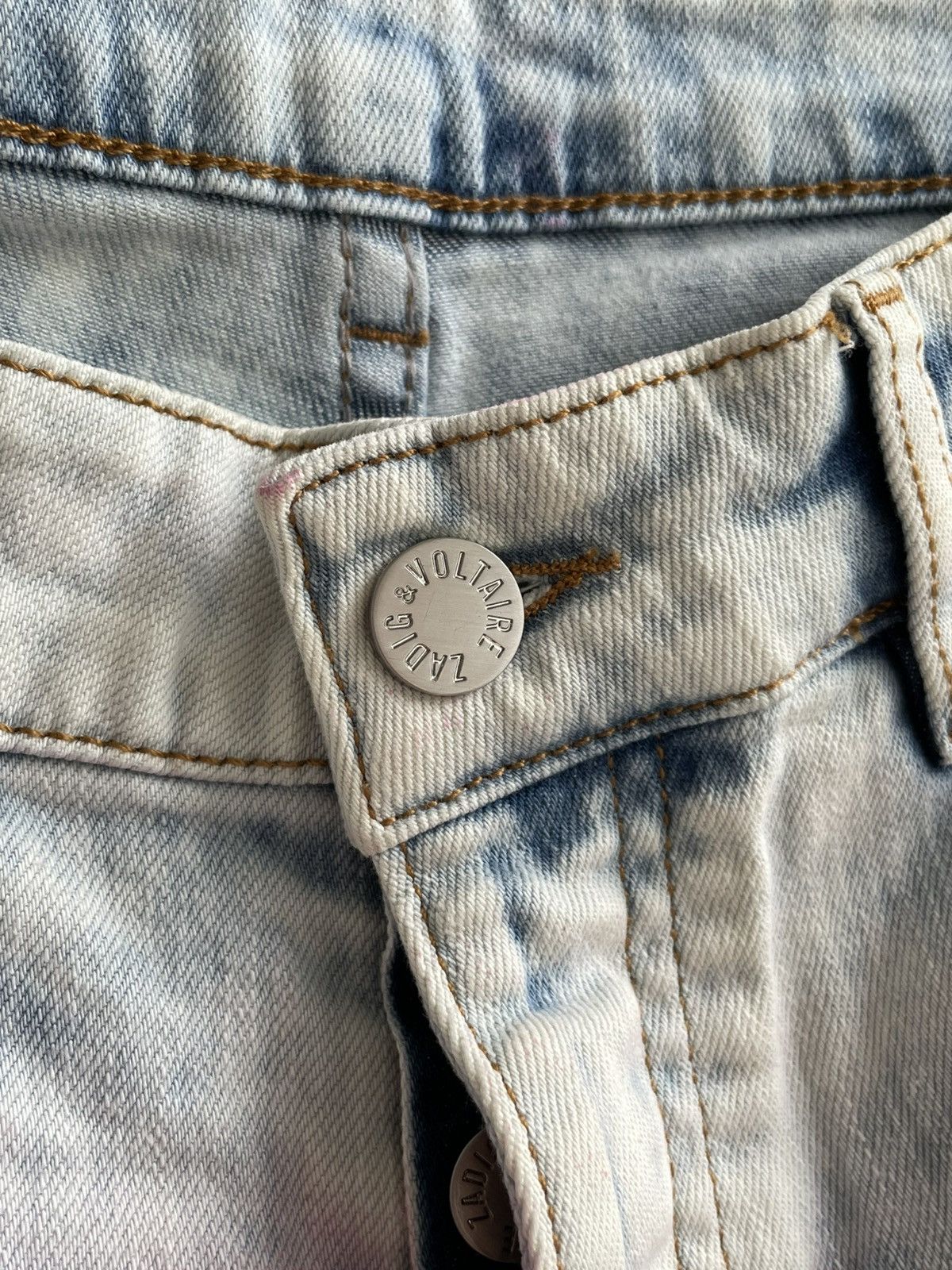 Designer × Zadig & Voltaire Zadig & Voltaire Gradient Denim Mini Short Multicilor Rare Size 34" / US 12 / IT 48 - 4 Thumbnail