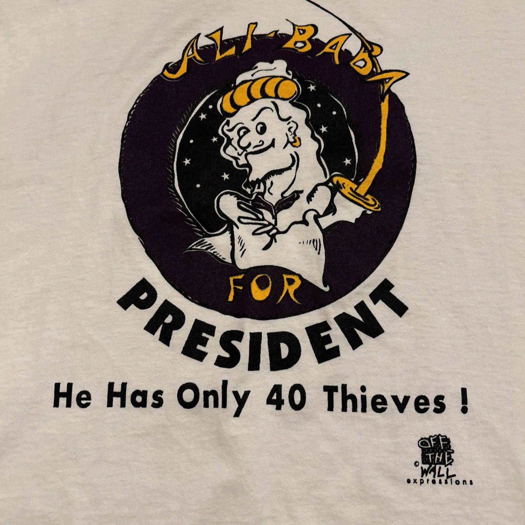 Jerzees VINTAGE Jerzees Funny Ali Baba For President T-Shirt Adult XL White Politics Mens Size US XL / EU 56 / 4 - 2 Thumbnail