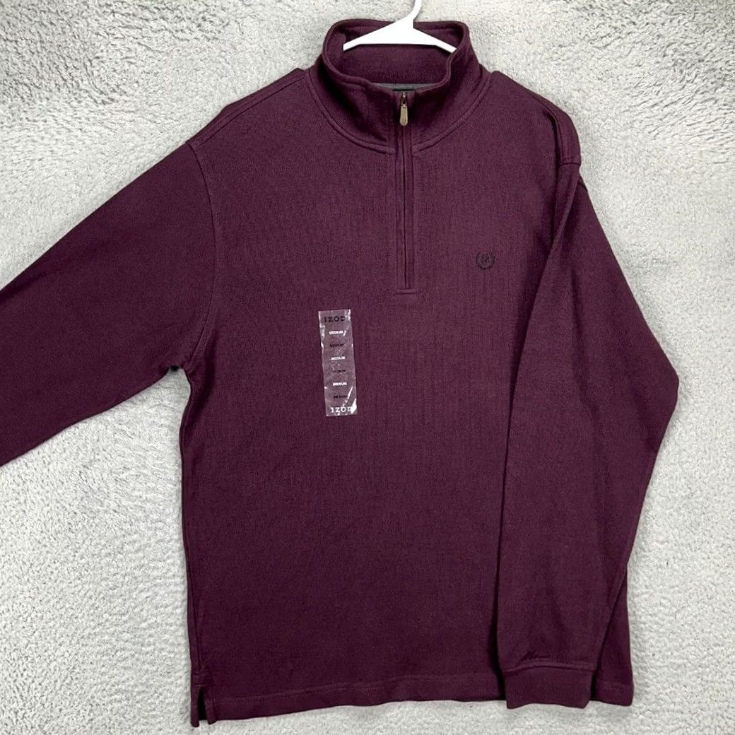 Izod VINTAGE IZOD Pullover Sweater Mens Medium Maroon Quarter Zip Pullover Long Sleeve NEW Size US M / EU 48-50 / 2 - 2 Thumbnail