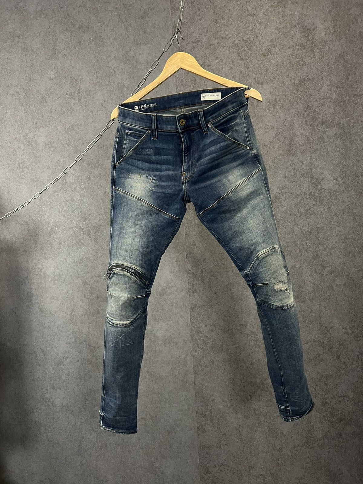 G-Star G Star Raw biker distressed denim jeans Size US 30 / EU 46 - 1 Thumbnail