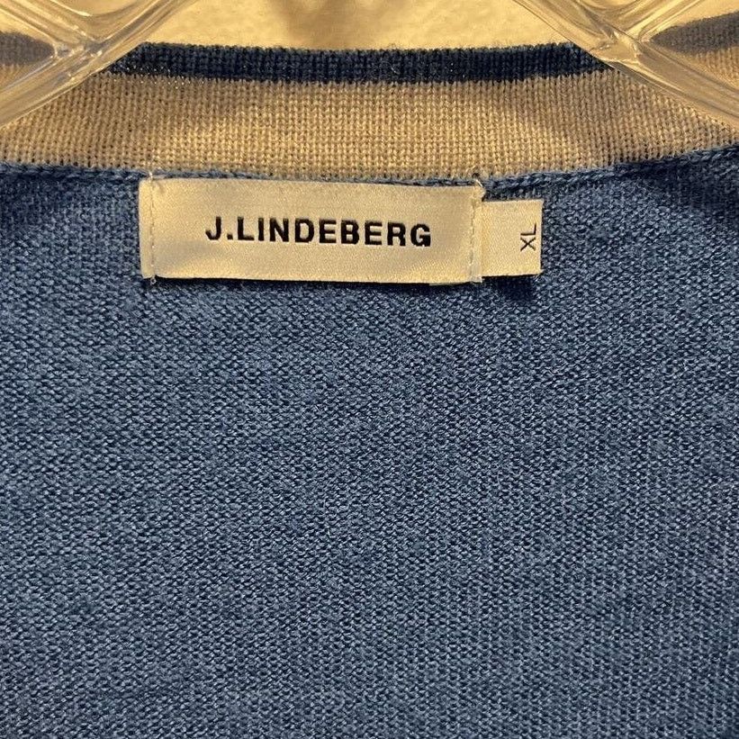 J.Lindeberg J. Lindberg Mens XL Blue Merino Wool V-neck Pullover Sweater Size US XL / EU 56 / 4 - 3 Thumbnail