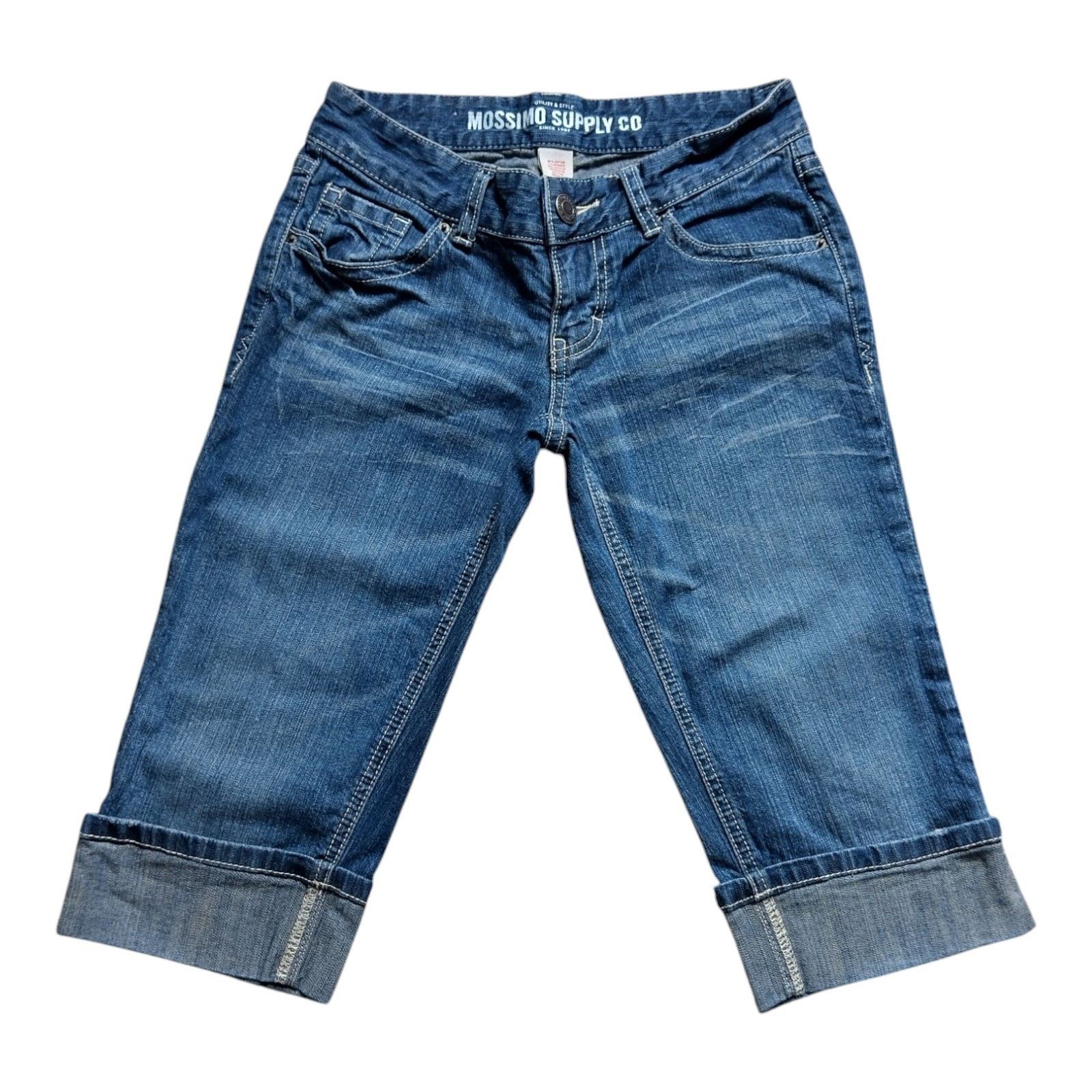 Mossimo Women's Mossimo Denim Capris, Size 1 Fit 6, Blue, Cuffed Size 25" / US 0 / IT 36 - 1 Thumbnail