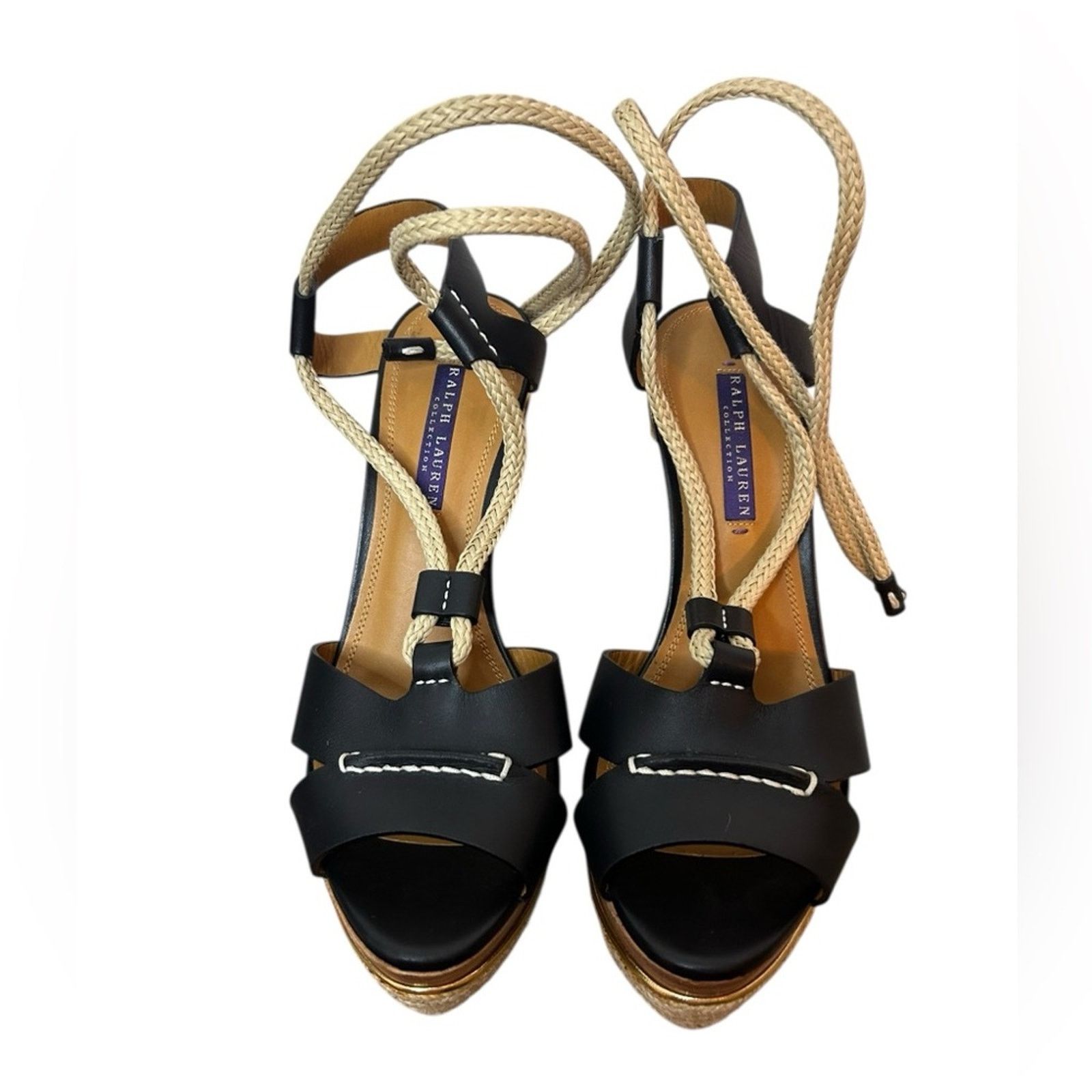 Ralph Lauren Ralph Lauren Purple Label Black Leather Rope Espadrille Heel Size US 9 / IT 39 - 2 Thumbnail