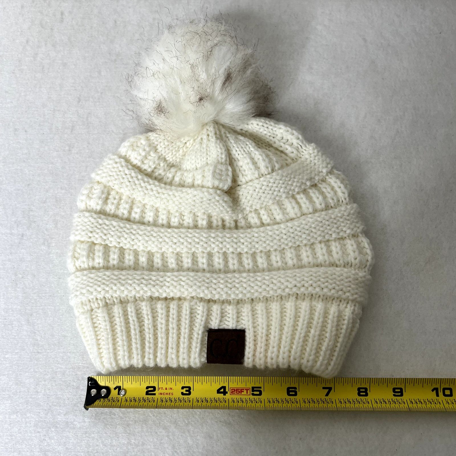 Other CC White Knit Pom Pom Beanie Hat Size ONE SIZE - 5 Thumbnail