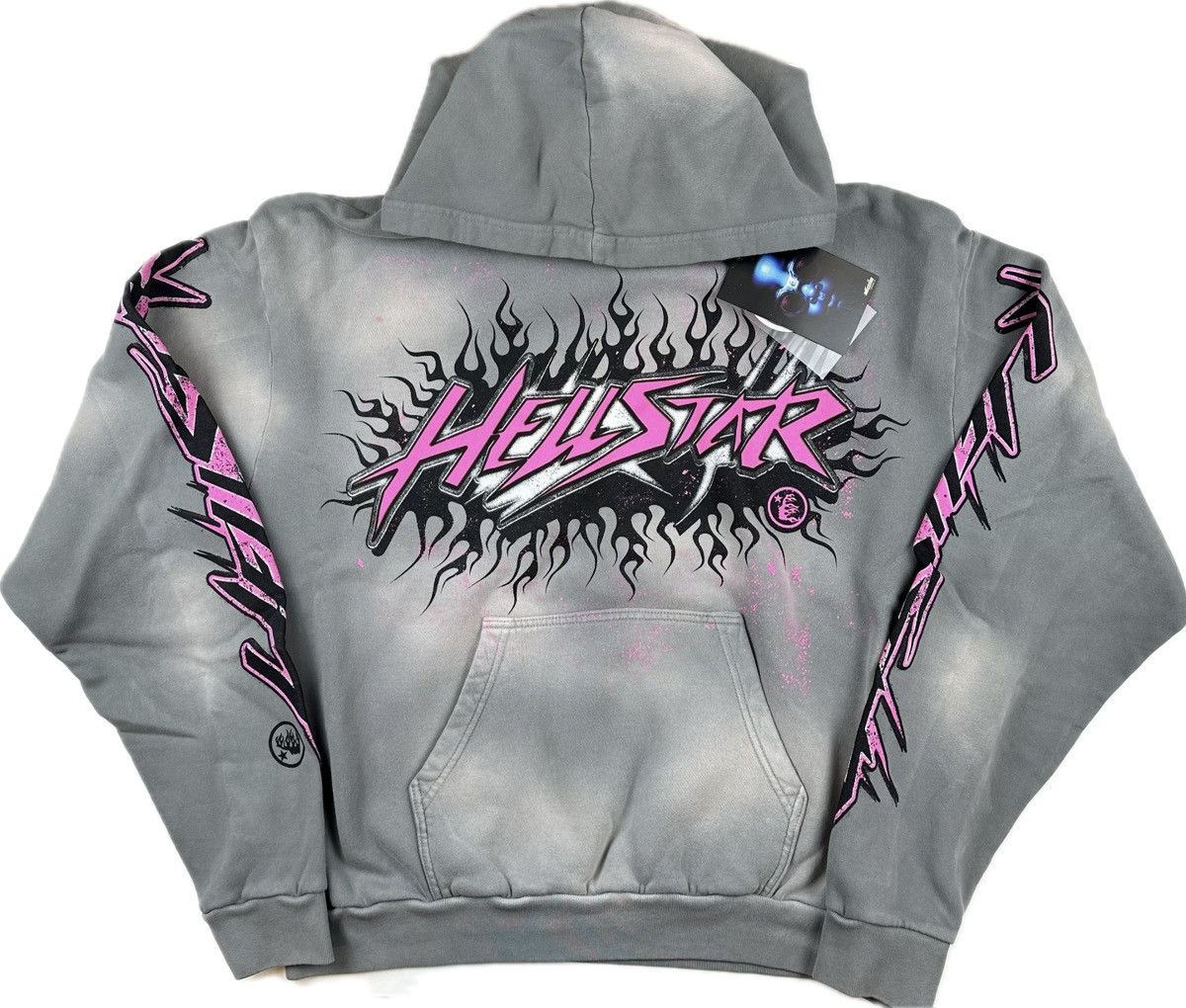 image of Hellstar Future Flame Hoodie in Grey, Men's (Size Large)