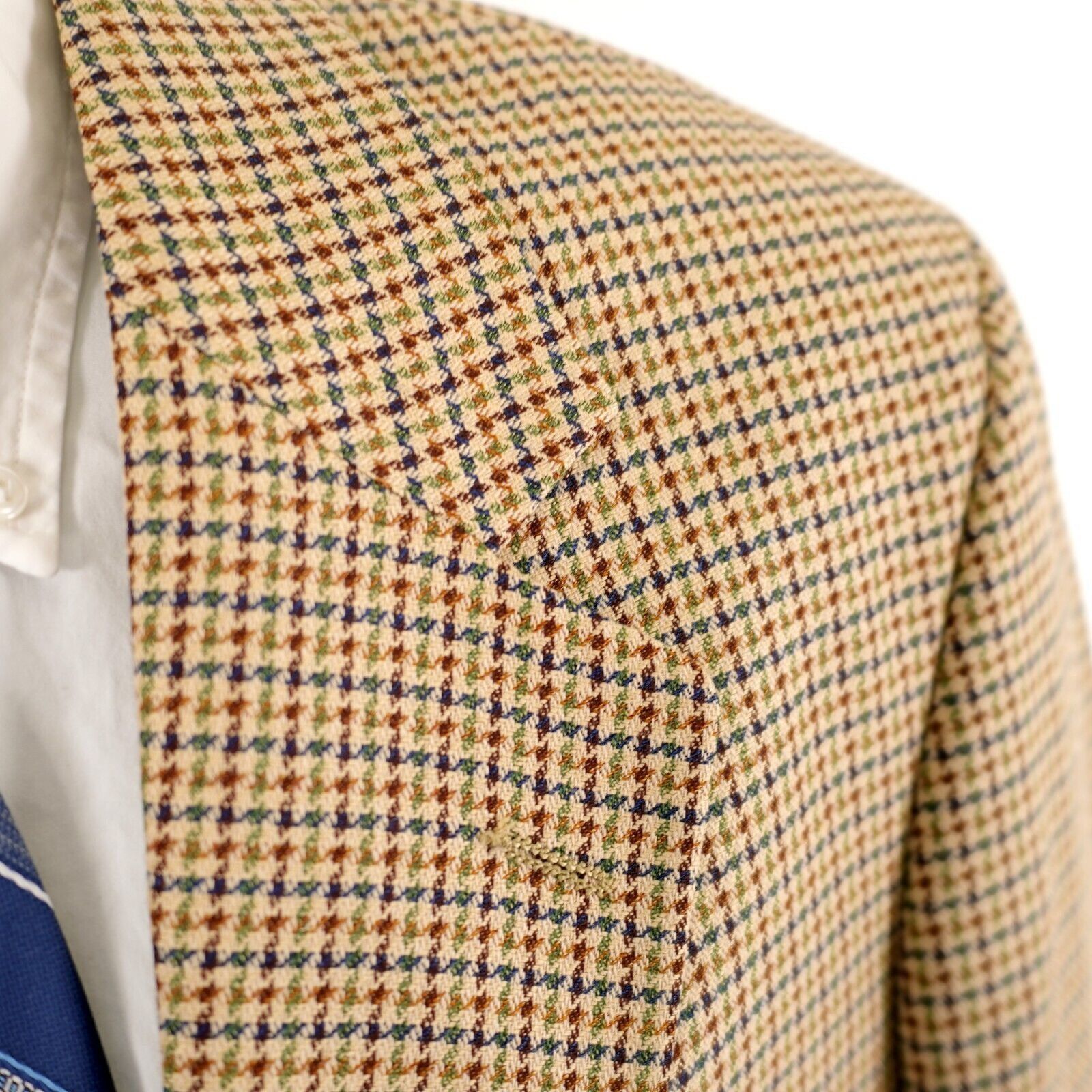 Lands' End Land's End Wool Silk Houndstooth 2 Button Sport Coat 42R Tan Size 42R - 2 Thumbnail