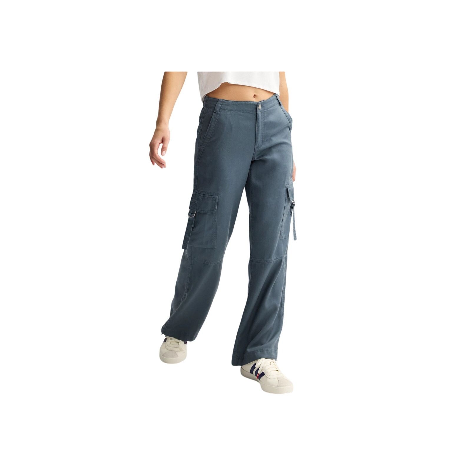 Vintage Indigo Rising Cargo Pants Wide Leg Gray Size 7/28 NWT Y2K Size 27" / US 4 / IT 40 - 1 Thumbnail