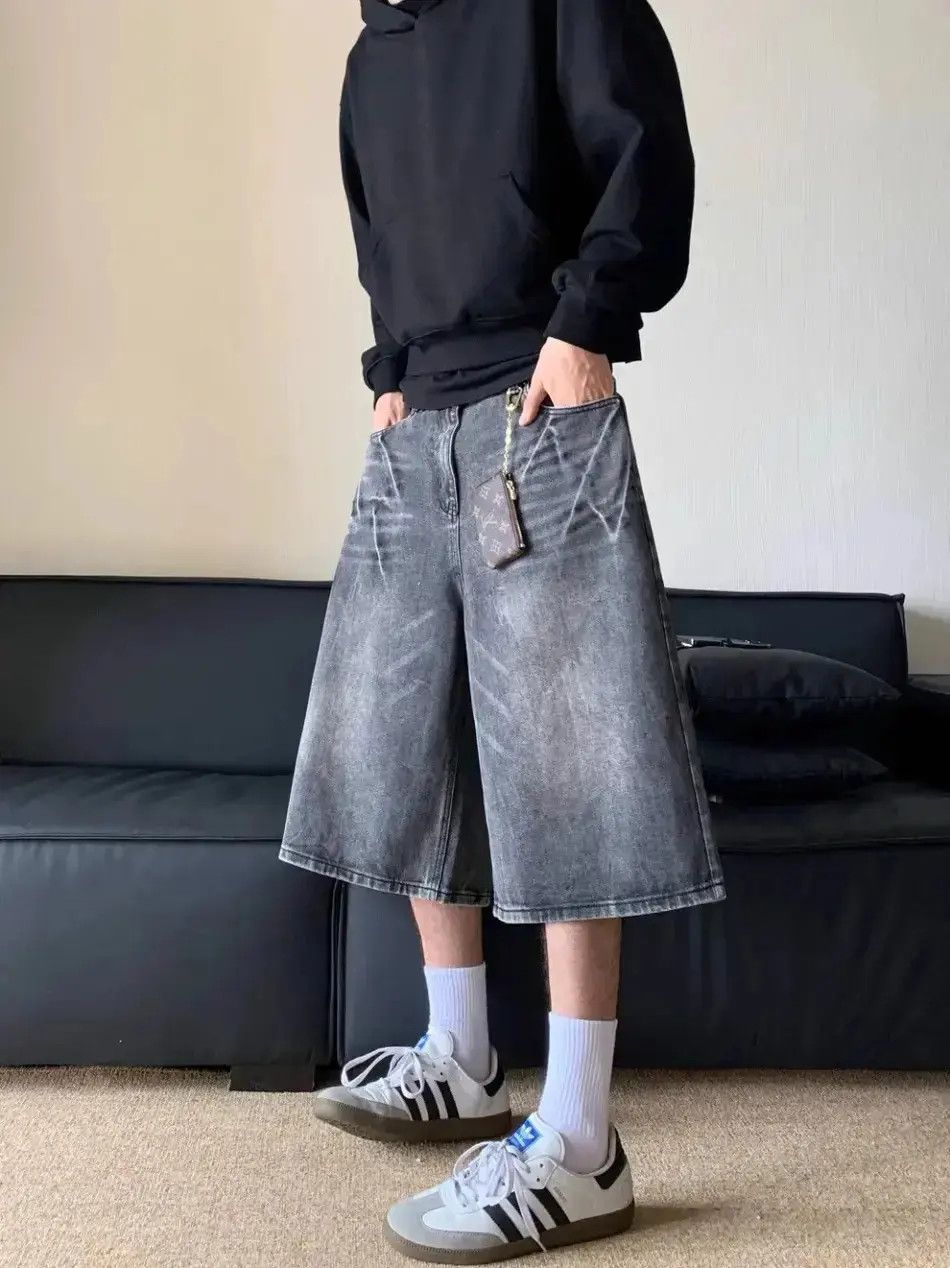 Japanese Brand × Jean Street Washed Hip Hop y2k Jorts Short Jeans Size US 32 / EU 48 - 1 Thumbnail