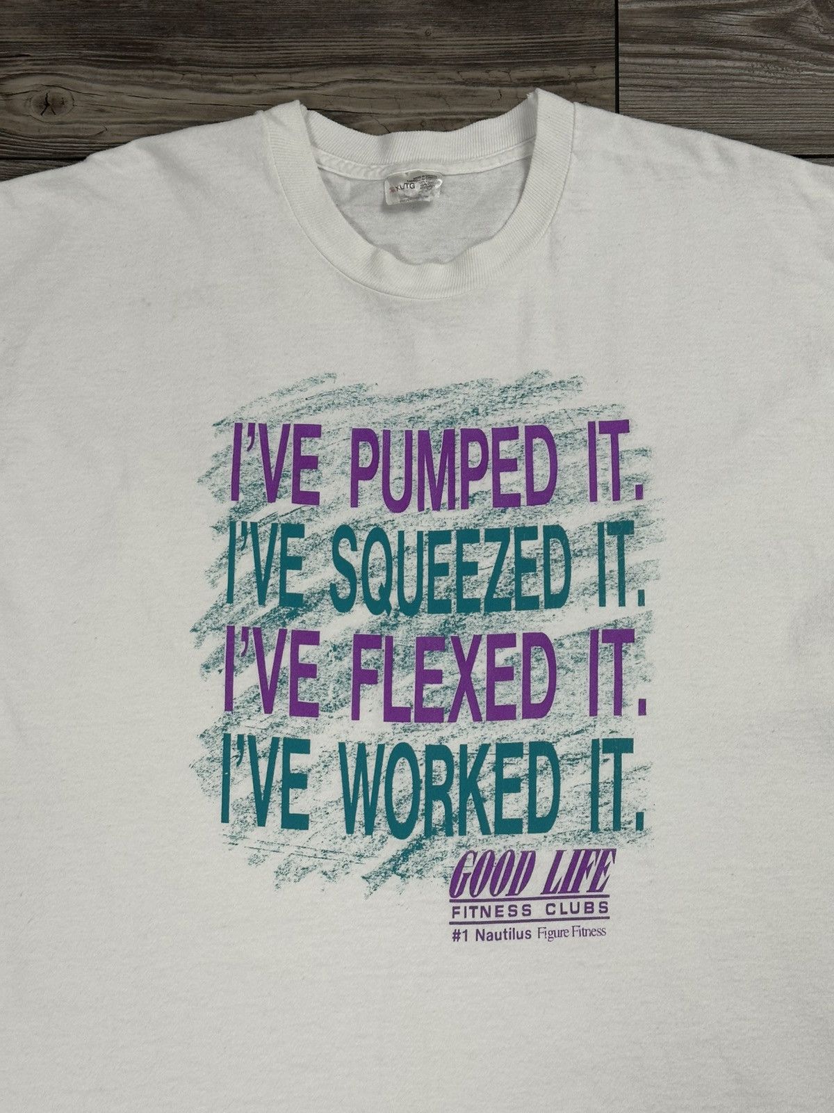 Fruit Of The Loom Vintage 90’s Good Life Fitness Funny Workout Gym T Shirt Size US XL / EU 56 / 4 - 3 Thumbnail