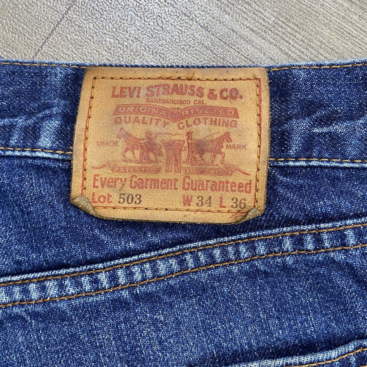 Levi's Vintage Clothing 🇯🇵1990s Vintage Levis 503 Japan 34x36 Blue Baggy Jeans Size US 33 - 9 Thumbnail