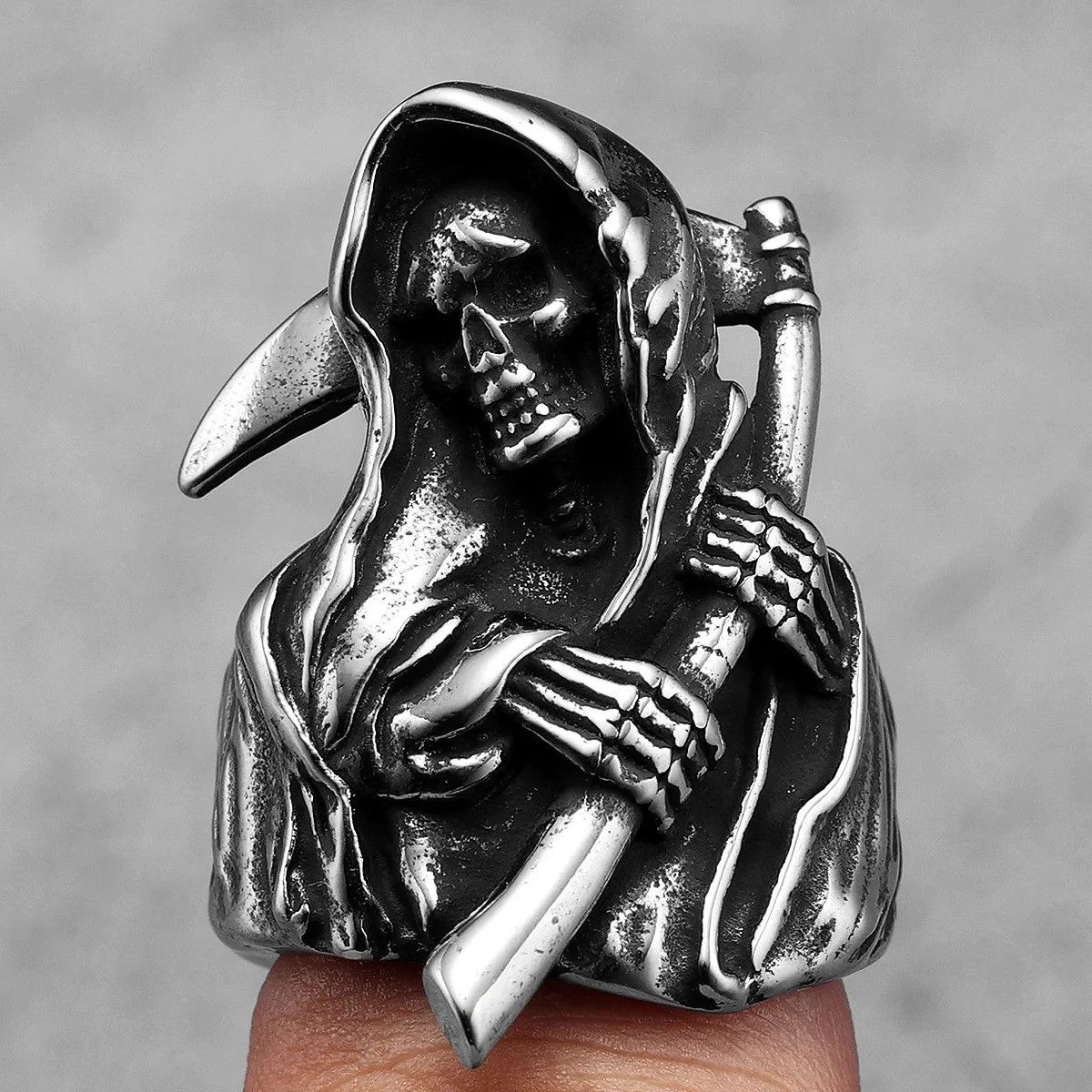 Vintage Skull Men Ring Size ONE SIZE - 3 Thumbnail