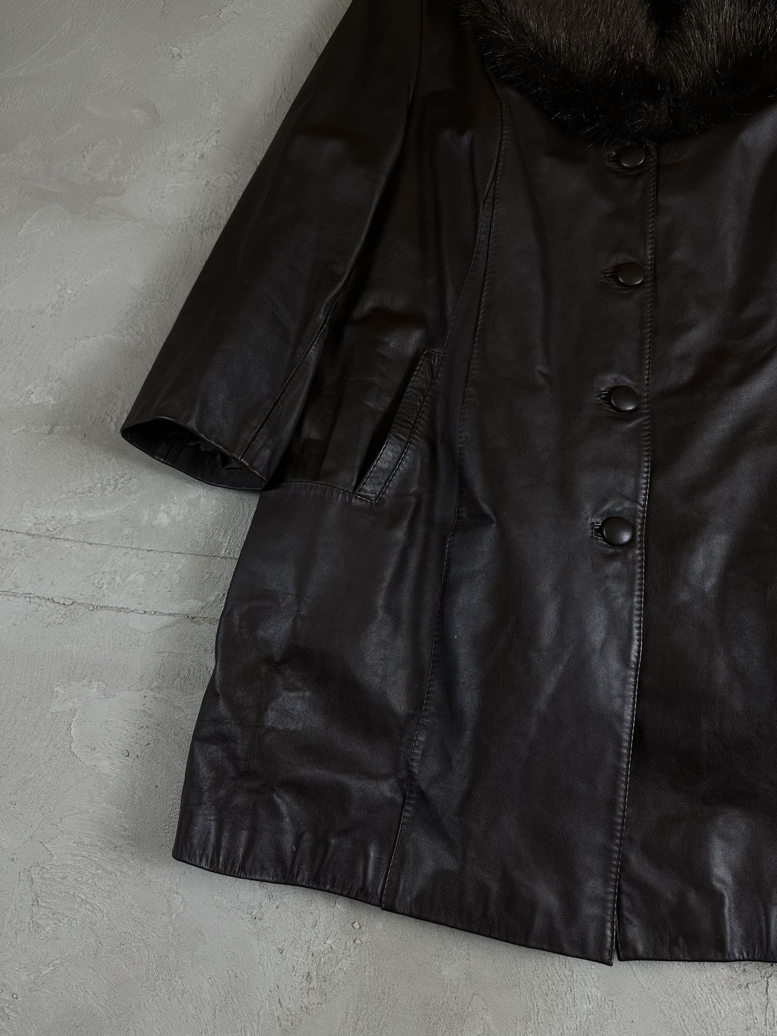 Genuine Leather 80s Leather Fur Avant Garde Coat Japan Hype Size L / US 10 / IT 46 - 6 Thumbnail