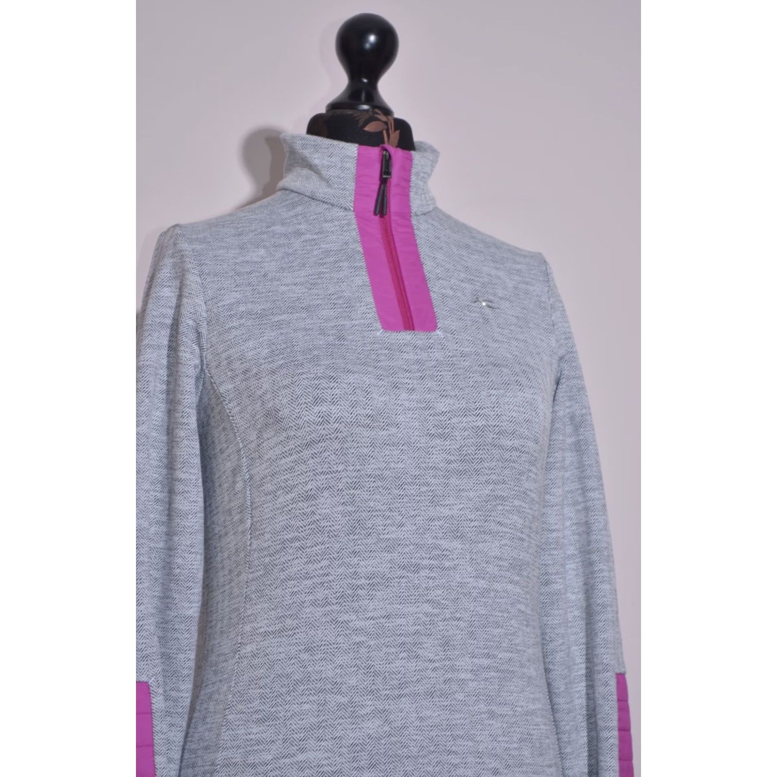 KJUS KJUS Womens Ski Pullover Fleece Half Zip Gray Pink Thermal Layer Top 38 / M Size S / US 4 / IT 40 - 2 Thumbnail