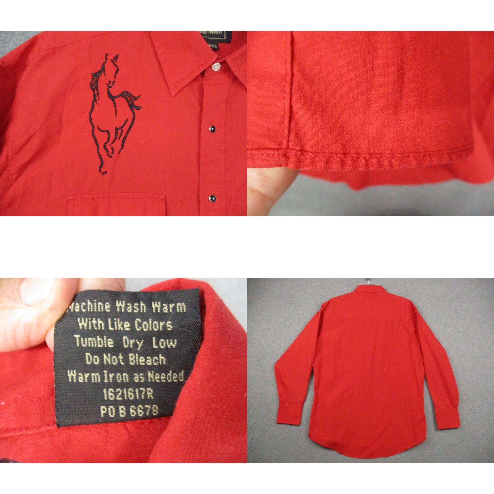 Vintage VINTAGE High Noon Pearl Snap Shirt Large Southwest Cowboy Western Horse Mens Shirt L Red Cotton Polyester Short Sleeve 90s Theme Cowboy Logo Retro Size US L / EU 52-54 / 3 - 8 Thumbnail
