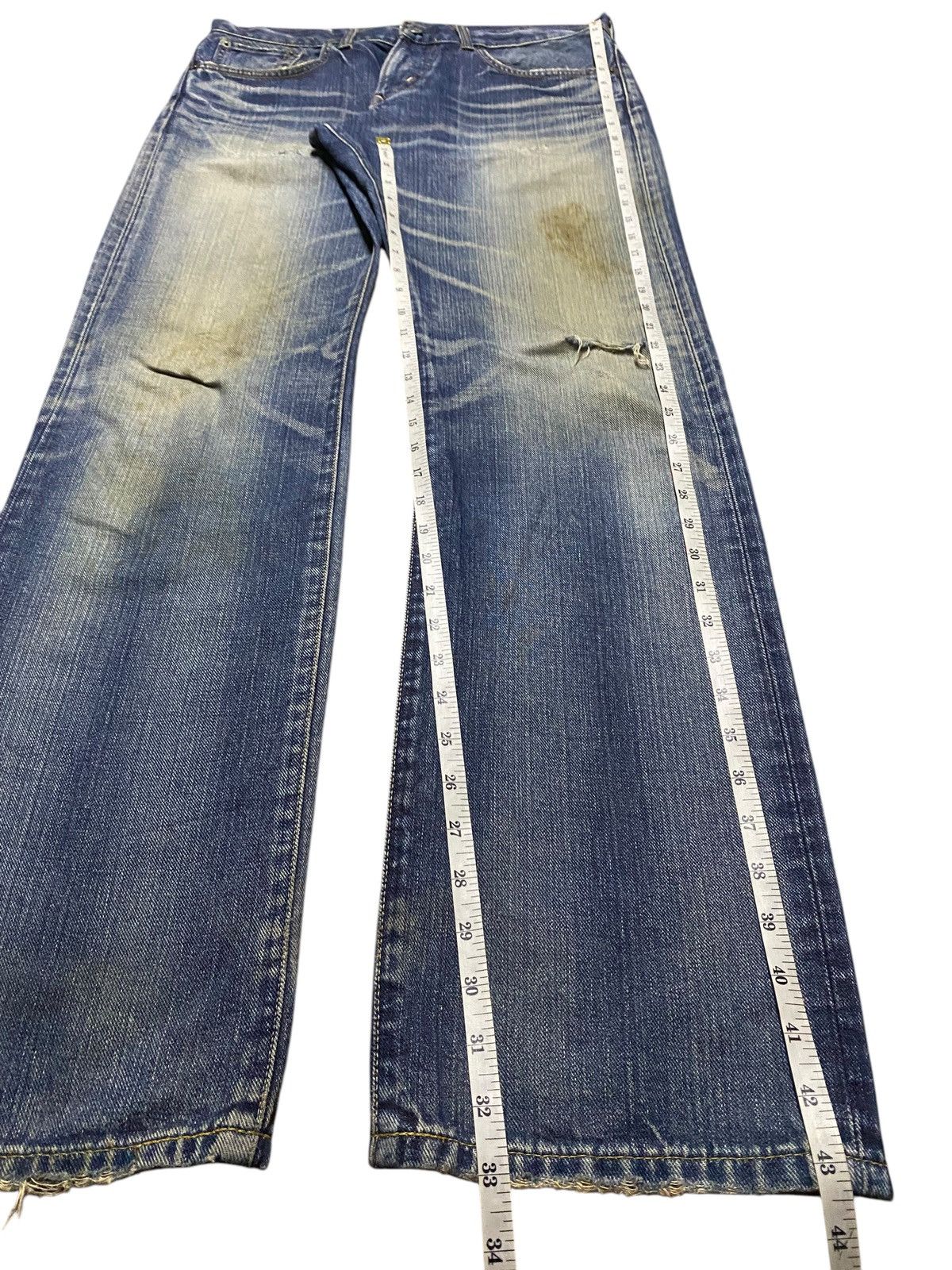 Japanese Brand Vintage Edwin 403 XV Mud Wash Distressed Loose Jeans Size US 34 / EU 50 - 17 Thumbnail