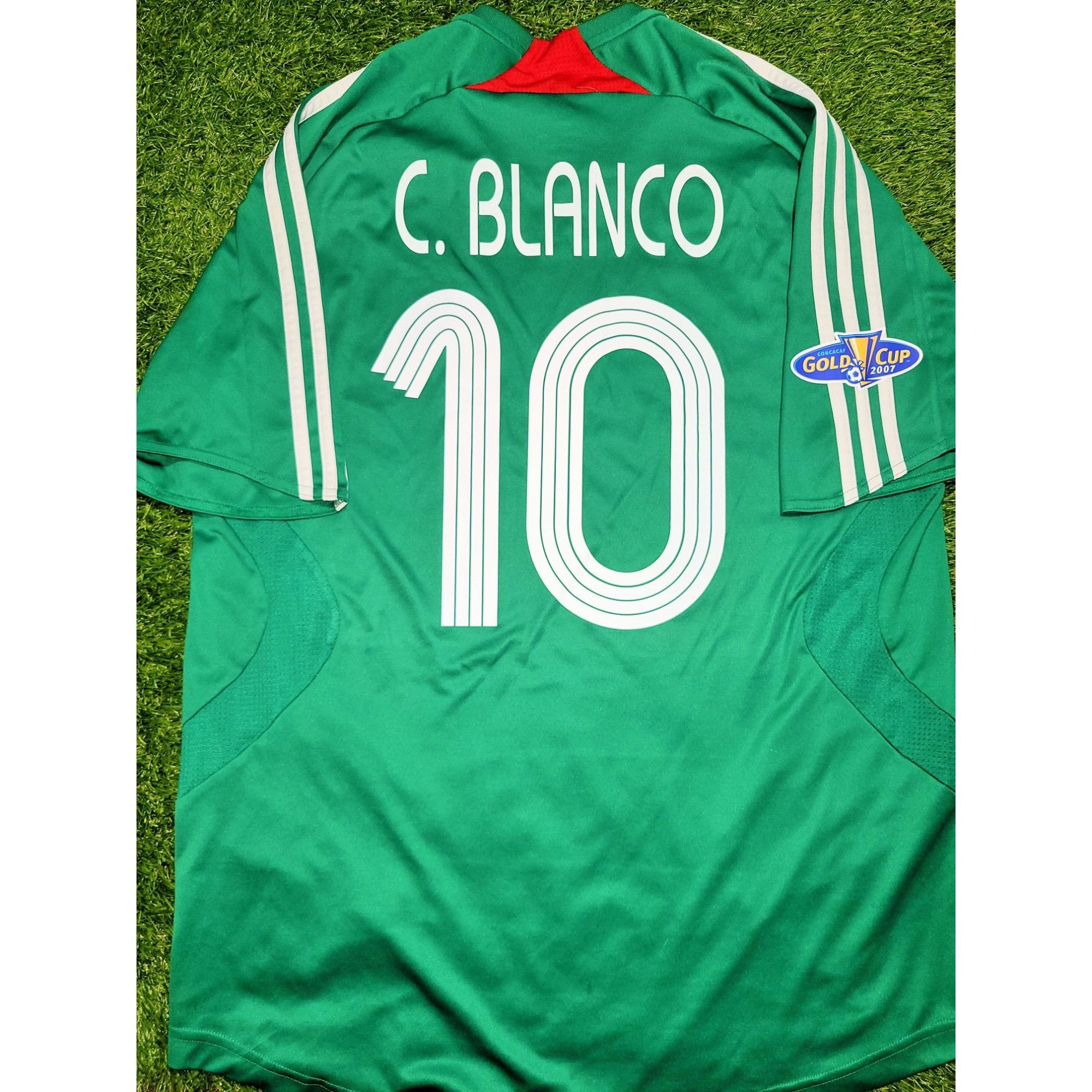 Adidas Mexico 2008 popular Away 3/4 Sleeve Cuauhtemoc Blanco Jersey L