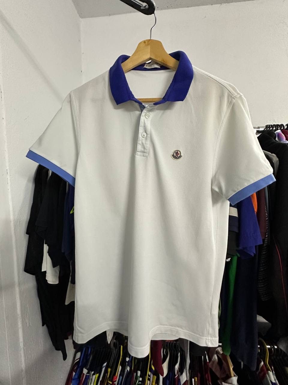 image of Designer Moncler Maglia Polo Manica Corta Polo T-Shirt in White, Men's (Size Medium)