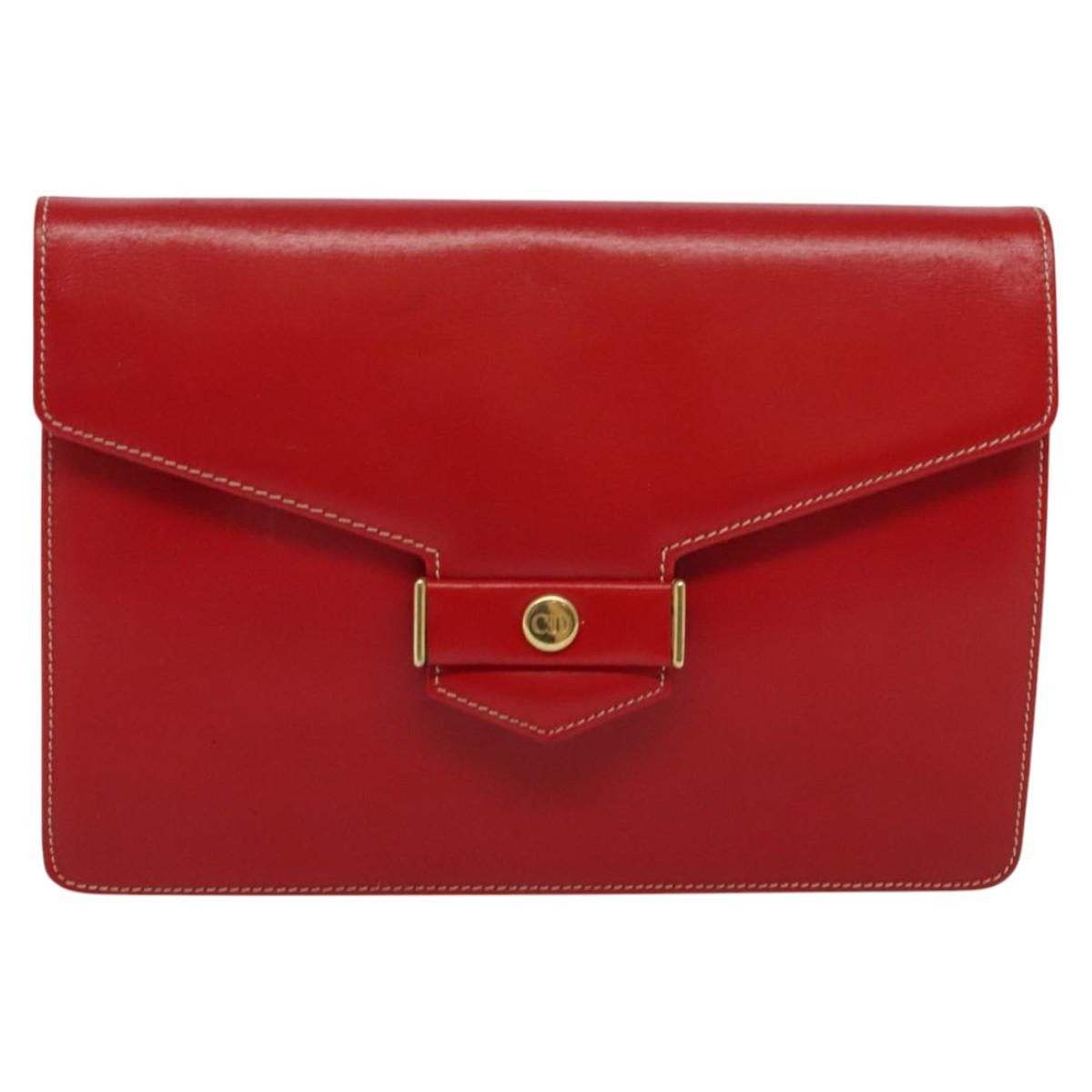 Dior DIOR Chain Shoulder Bag Leather Red Gold Size ONE SIZE - 2 Thumbnail