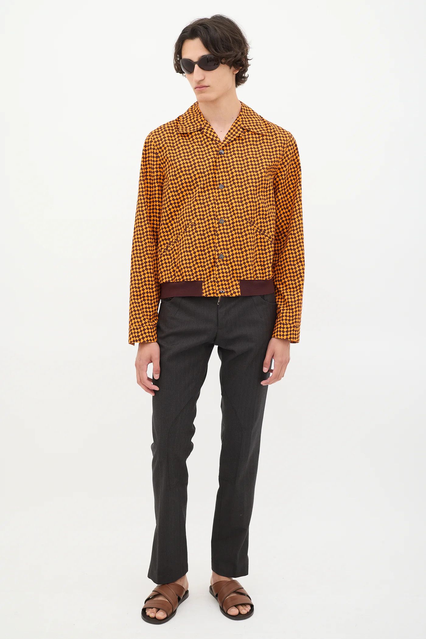 Marni o1y0225 Patterned Shirt in Dark Brown/Yellow Size US M / EU 48-50 / 2 - 5 Thumbnail