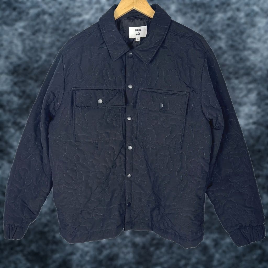 Vintage Mode of One Mens Swirl Quilted Snap Front Shirt Jacket Deep Black M Size US M / EU 48-50 / 2 - 1 Thumbnail