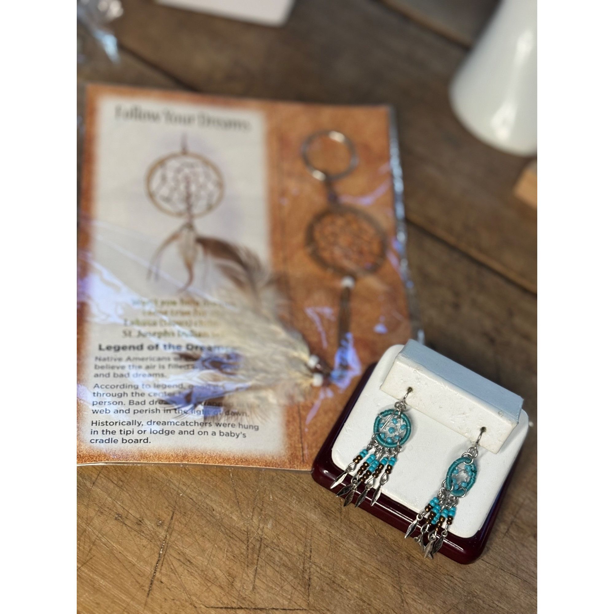 Other Turquoise Beaded Dreamcatcher Earrings & Feathered Keychain Size ONE SIZE - 7 Thumbnail