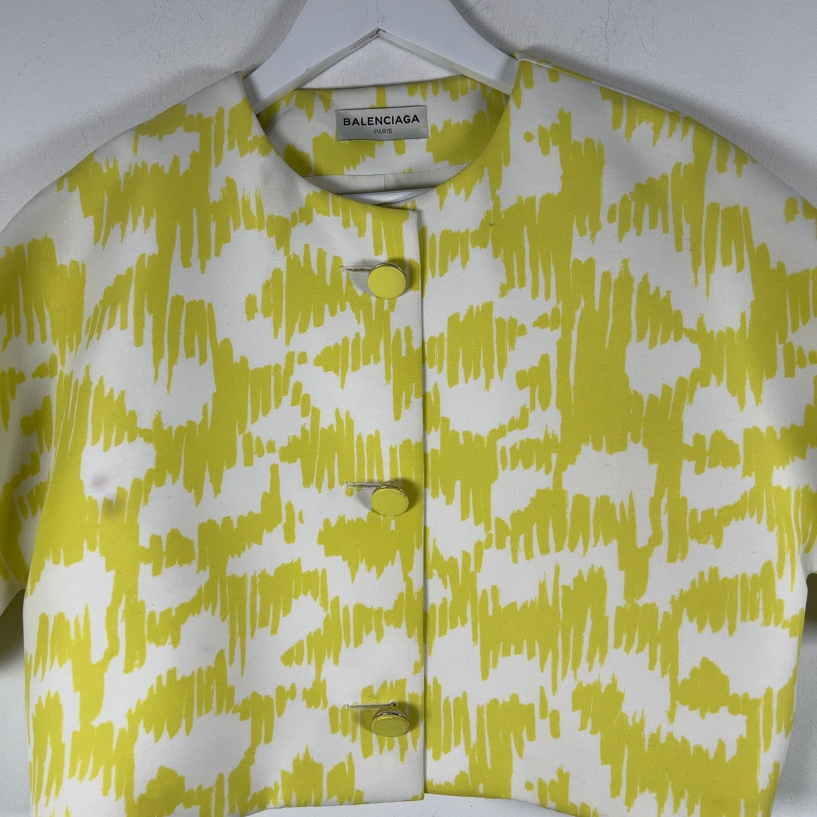 Balenciaga Balenciaga Crop Jacket White/Yellow Size M Size M / US 6-8 / IT 42-44 - 2 Thumbnail