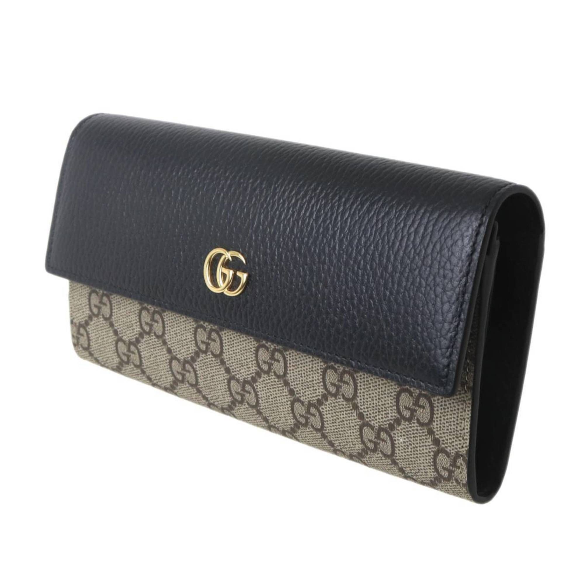 Other GUCCI GG Supreme Continental Wallet Marmont Black/Beige 456116 PVC Leather Size ONE SIZE - 1 Thumbnail