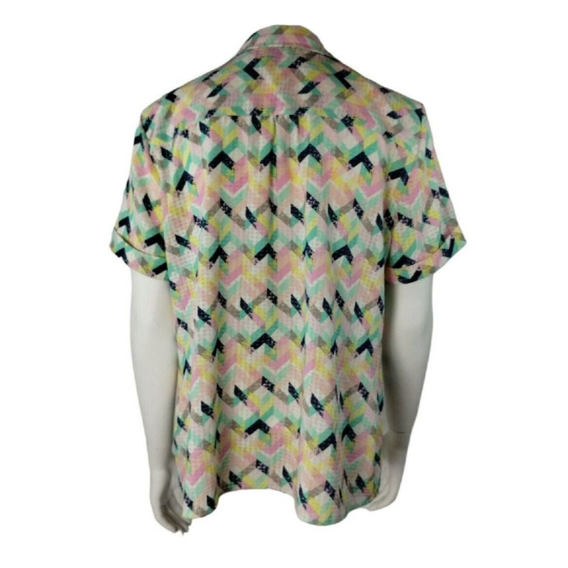 Other Rebecca Malone Womens L Silky 90s Button Front Blouse Colorf Size L / US 10 / IT 46 - 6 Thumbnail