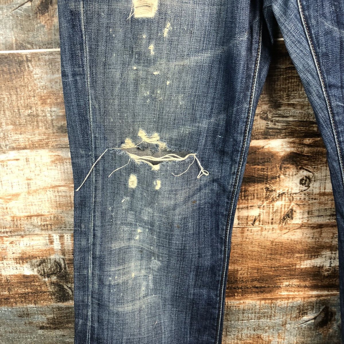 Jimmy Taverniti DLL Jimmy Taverniti Blue Distressed Denim Pants #C135 Size US 31 - 11 Thumbnail