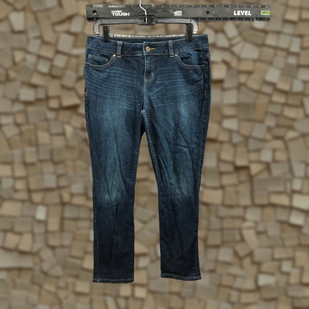 Vera Wang Vera Wang Straight Jeans Womens Size 8 Blue Denim Mid Rise 30" Waist 26" Inseam 5-Pocket Design Zip Button Logo Belt Loops Regular Fit Size 30" / US 8 / IT 44 - 1 Thumbnail