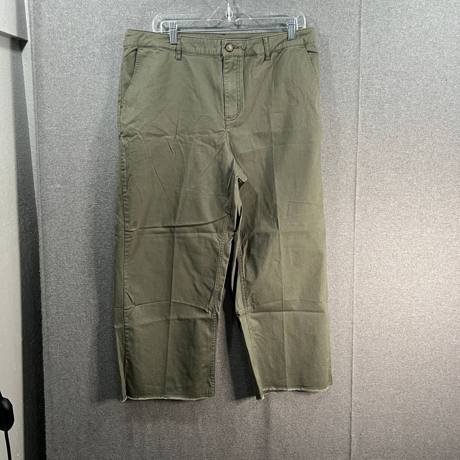 Other Denim & Co. EasyWear Twill Wide Les Crop with Frey Hem Dar Size 38" / US 16 / IT 52 - 1 Thumbnail