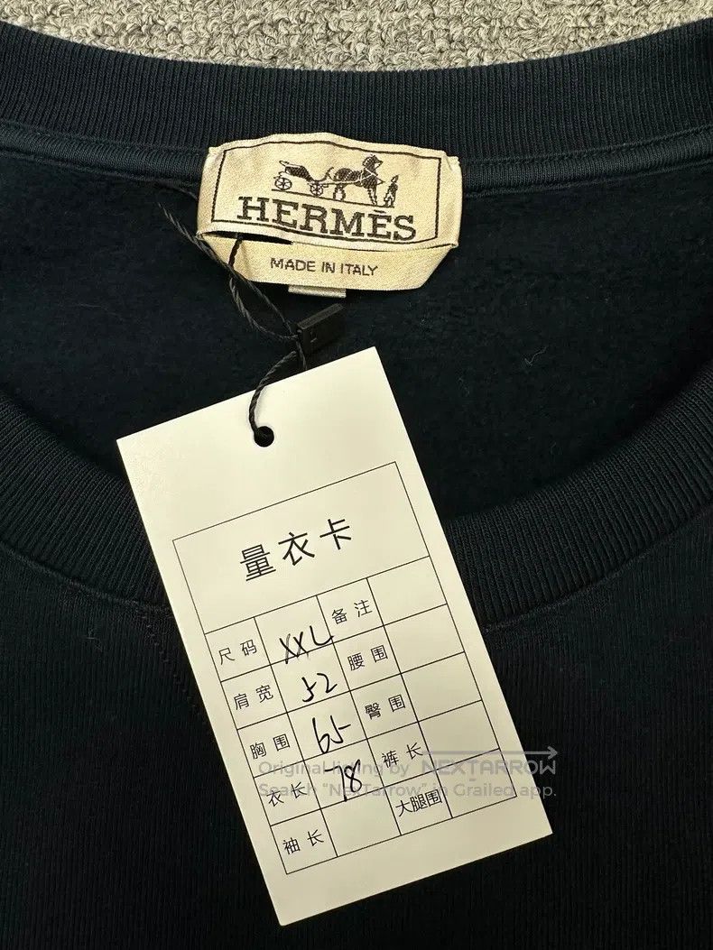 Hermes Hermes Leather-patched sweatshirt Size US XXL / EU 58 / 5 - 3 Thumbnail