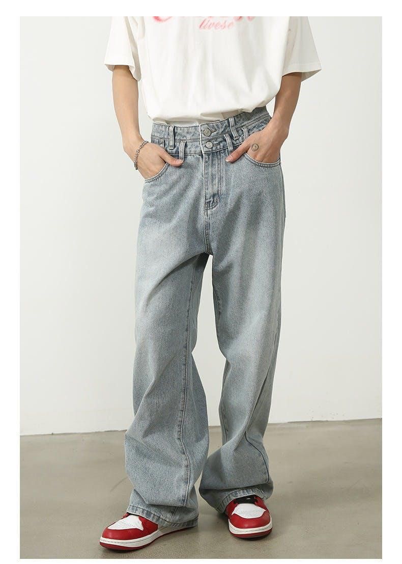 image of Light Blue Stack Flared Denim Jeans, Men's (Size 32)