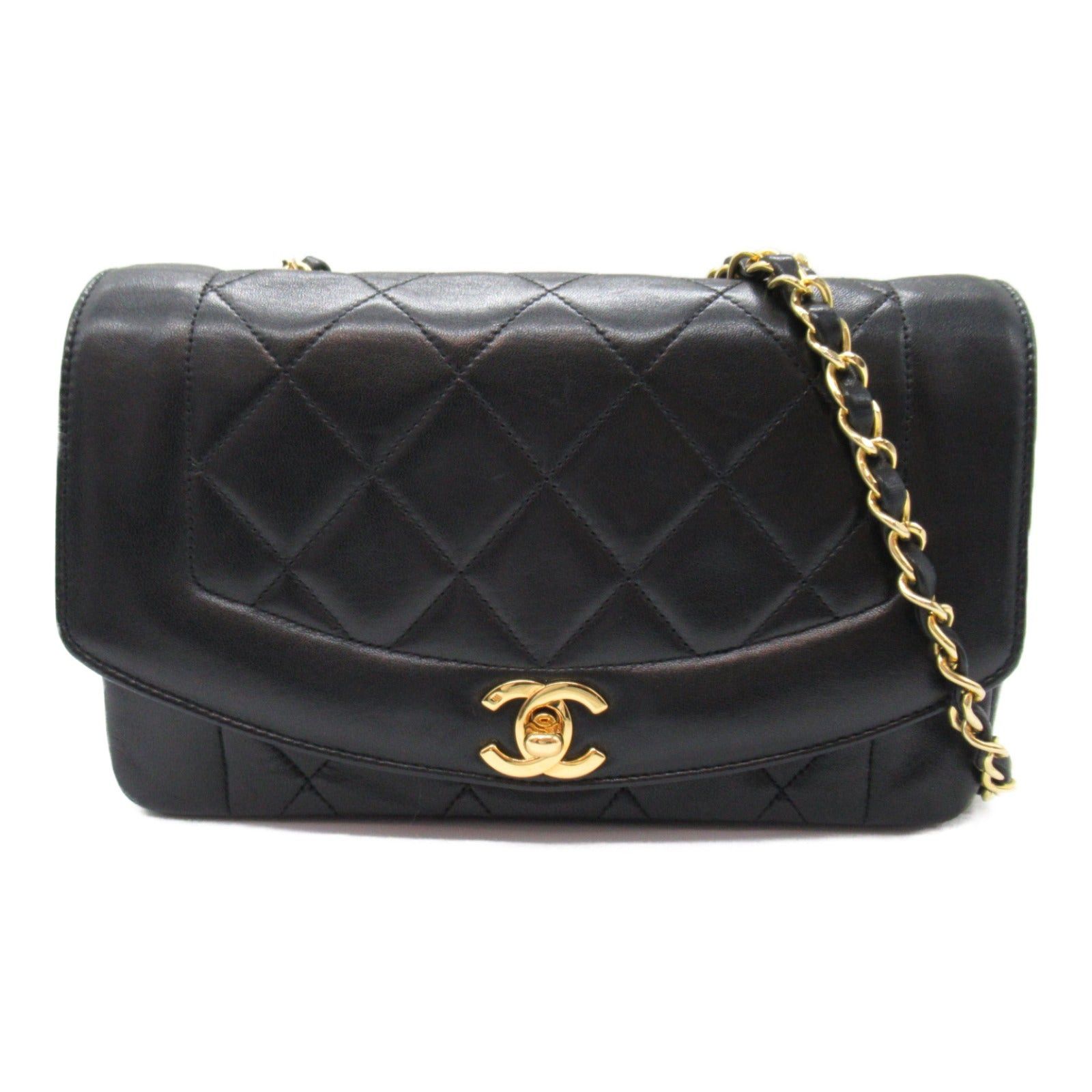 Chanel Chanel Matelasse Diana Chain Shoulder Bag Lambskin (Sheepskin) Black Gold Hardware Size ONE SIZE - 1 Thumbnail