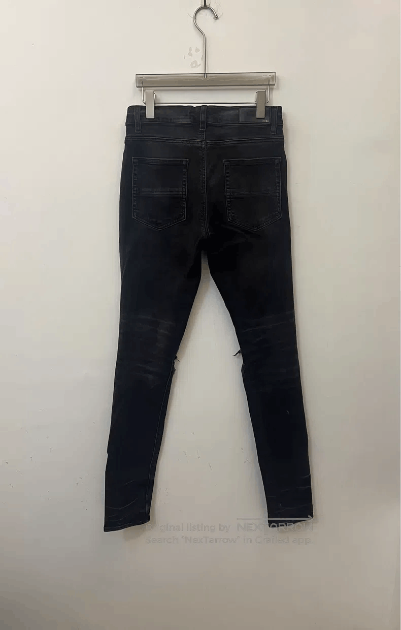 Amiri Amiri Black piebald distressed denim pants Size US 30 / EU 46 - 2 Thumbnail