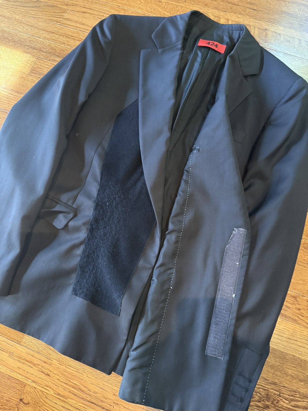 424 424 BLAZER all-black velcro Suit Size 38R - 7 Thumbnail