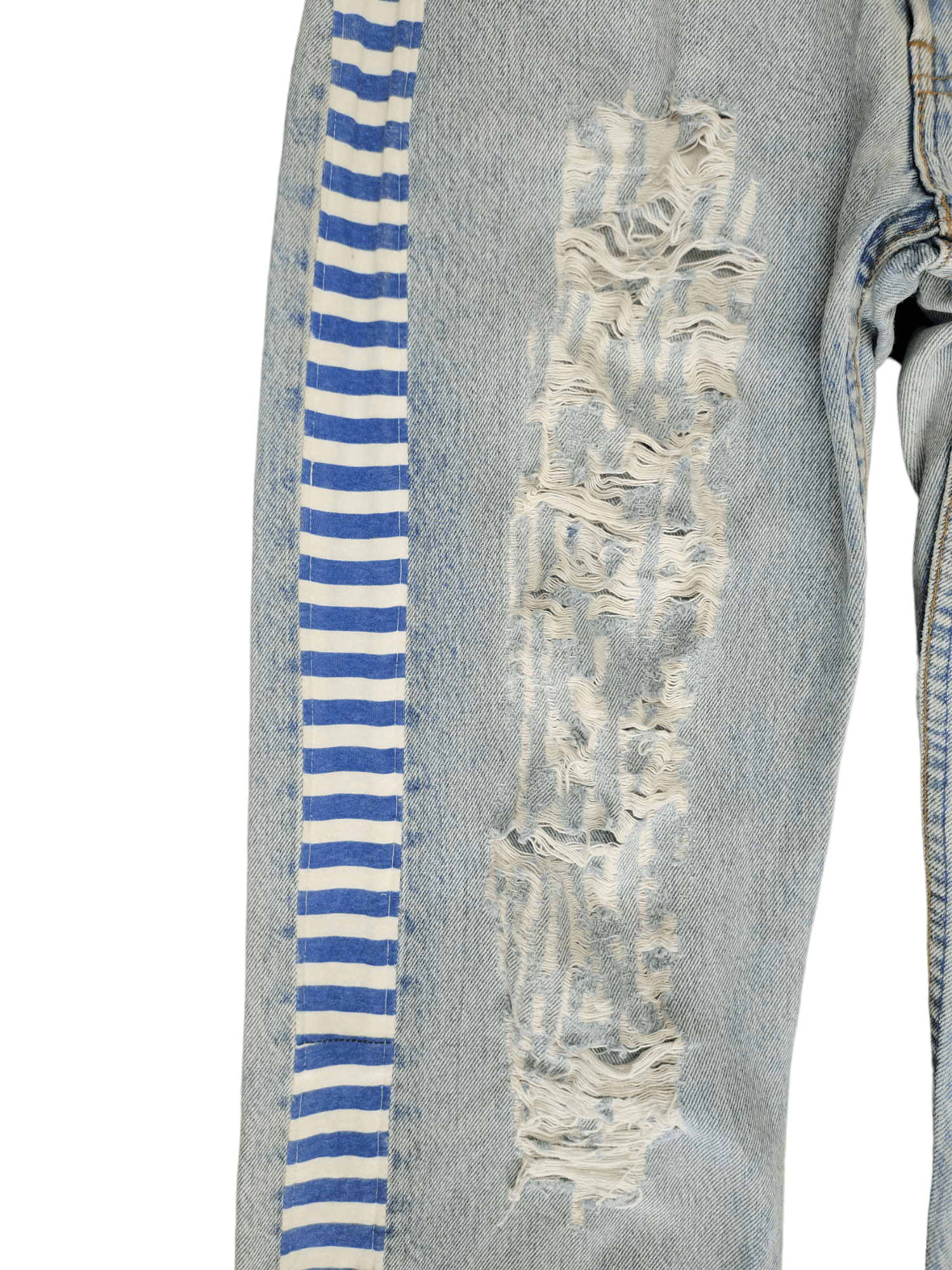 Levi's Vintage Clothing Vintage Levi's 501 Reconstruct Distressed Striped Tape Jeans Size US 31 - 8 Thumbnail