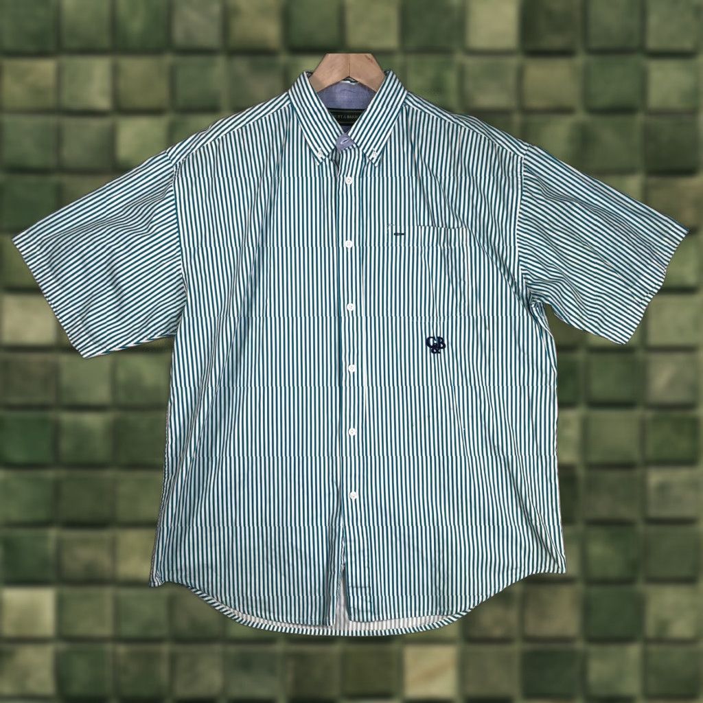 Croft & Barrow VINTAGE Croft & Barrow Shirt Men’s Large Striped 90s Blue Button Short Sl J23 Size US L / EU 52-54 / 3 - 1 Thumbnail