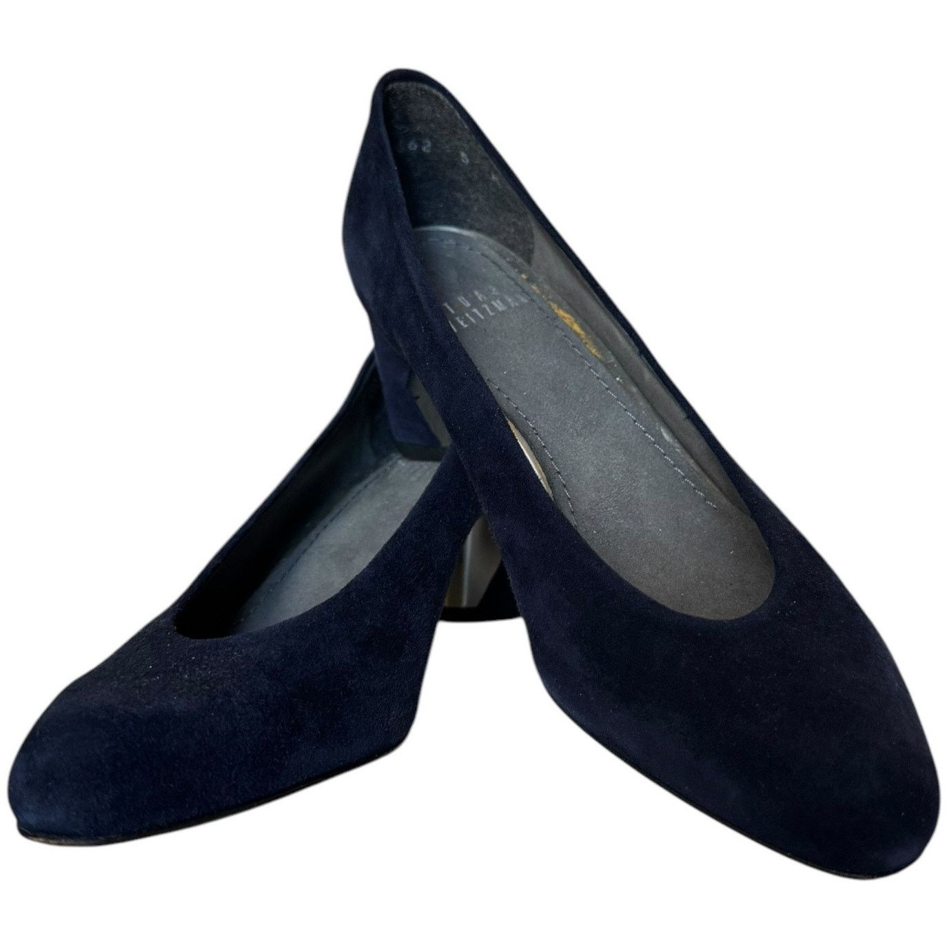 Stuart Weitzman Vtg Stuart Weitzman Navy Suede Leather Almond Toe heels 5 Size US 5 / IT 35 - 2 Thumbnail
