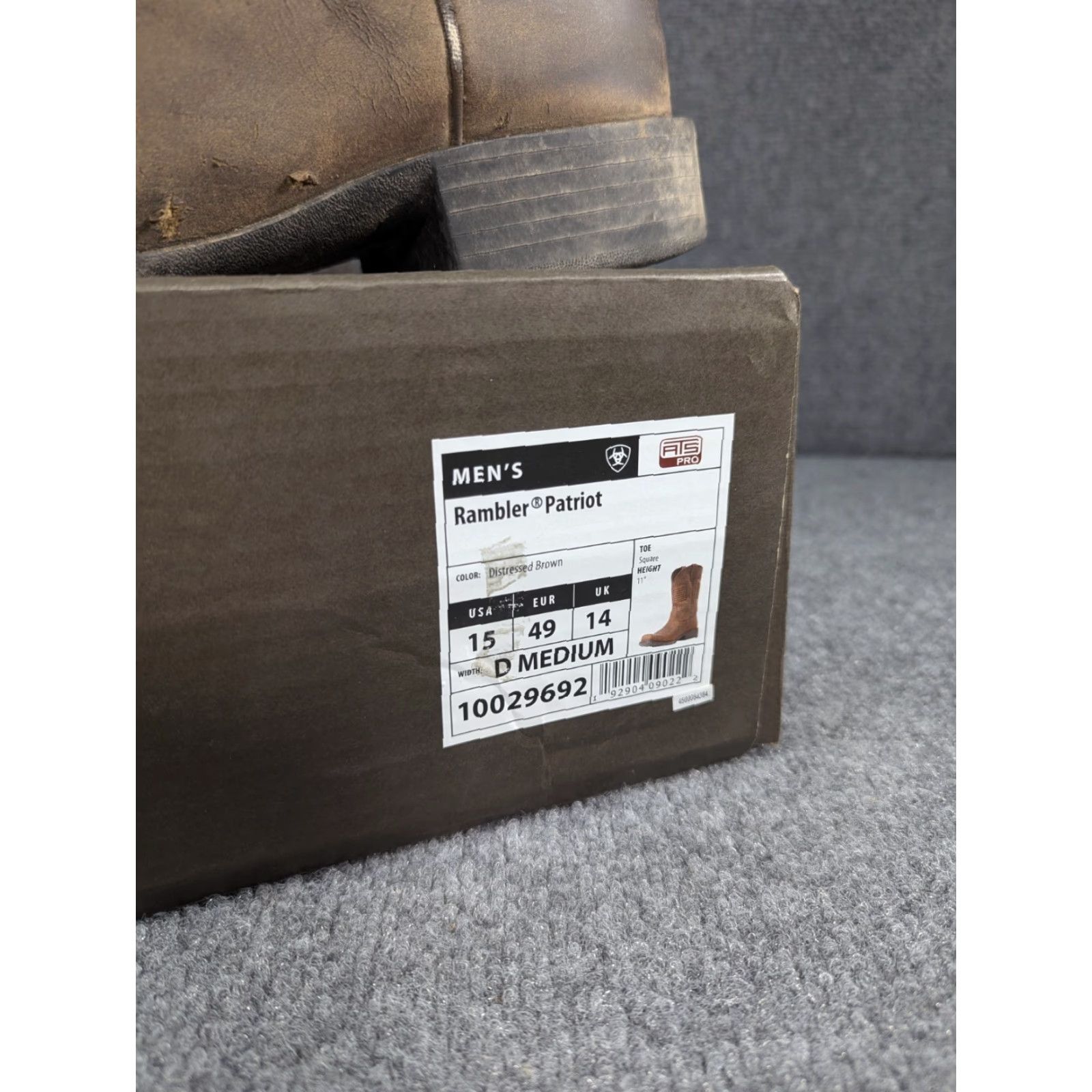 Ariat Ariat Rambler Patriot Western Boot Mens 15D Dark Brown Leather Square Toe Pull On Steel Toe Workwear Cowboy Shoes Size US 14 / EU 47 - 2 Thumbnail