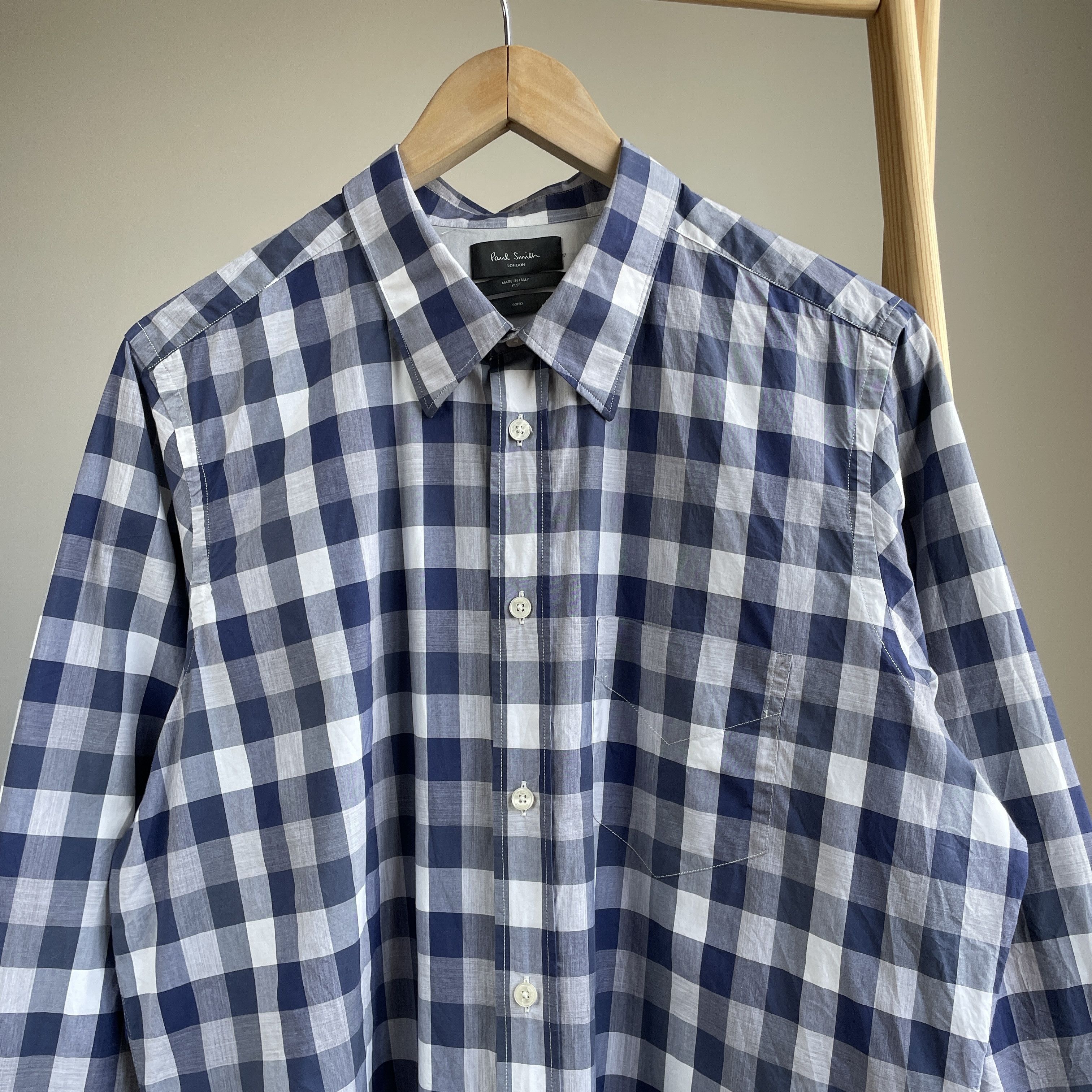 Paul Smith Paul Smith Soho Blue Check Shirt Size 17.5'' Size US XL / EU 56 / 4 - 3 Thumbnail