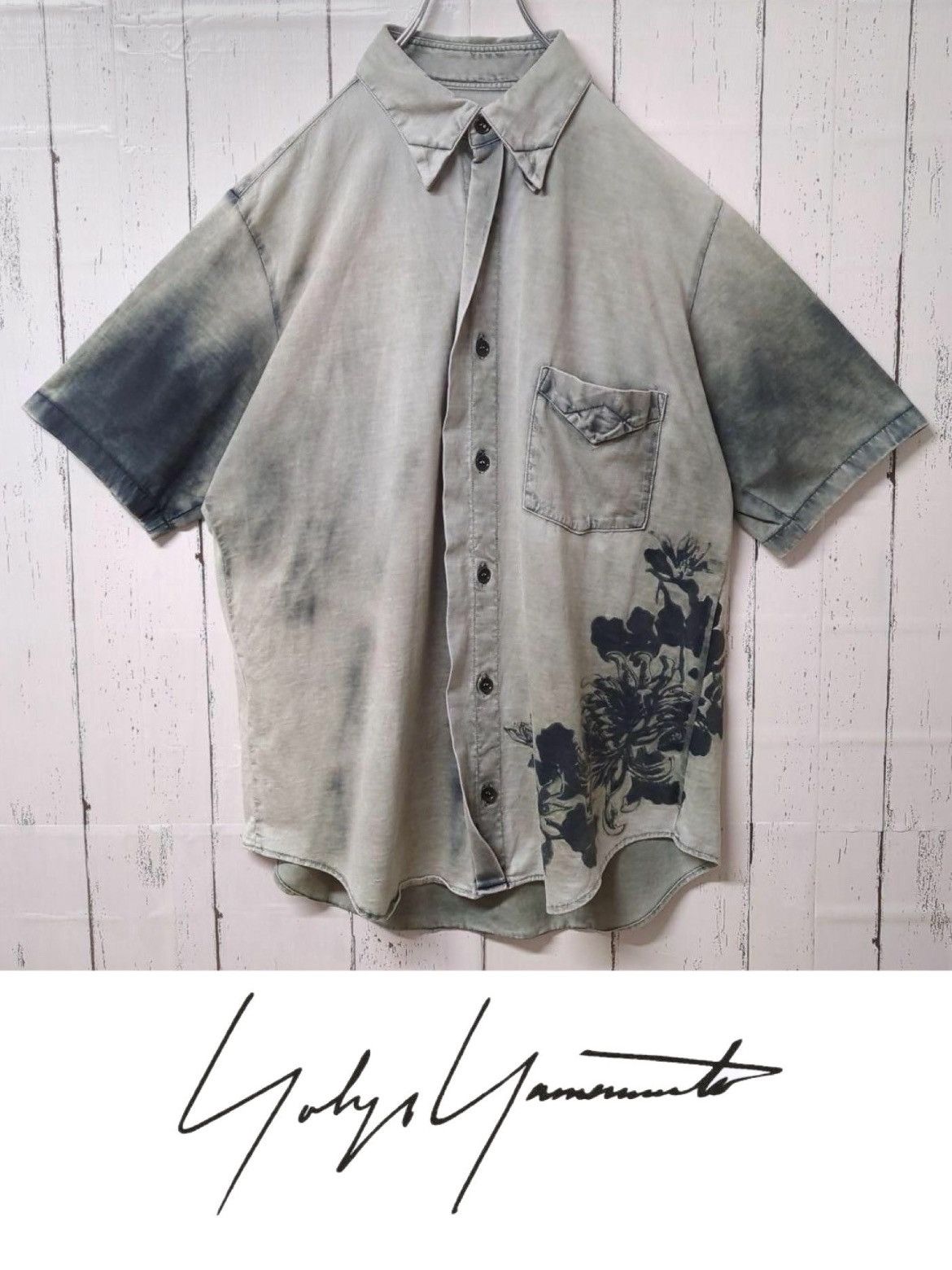 Yohji Yamamoto Yohji Yamamoto Y’s 90s ink flower print shirt Size US L / EU 52-54 / 3 - 1 Thumbnail