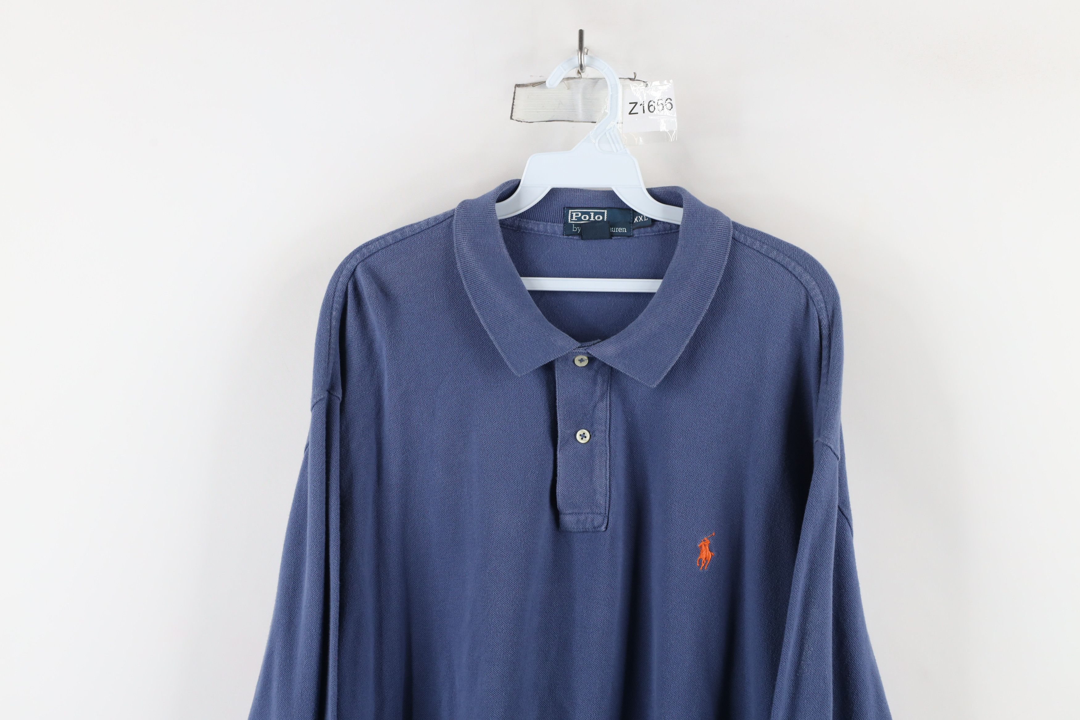 Ralph Lauren × Vintage Vintage 90s Ralph Lauren Long Sleeve Rugby Polo Shirt Blue Size US XXL / EU 58 / 5 - 2 Thumbnail