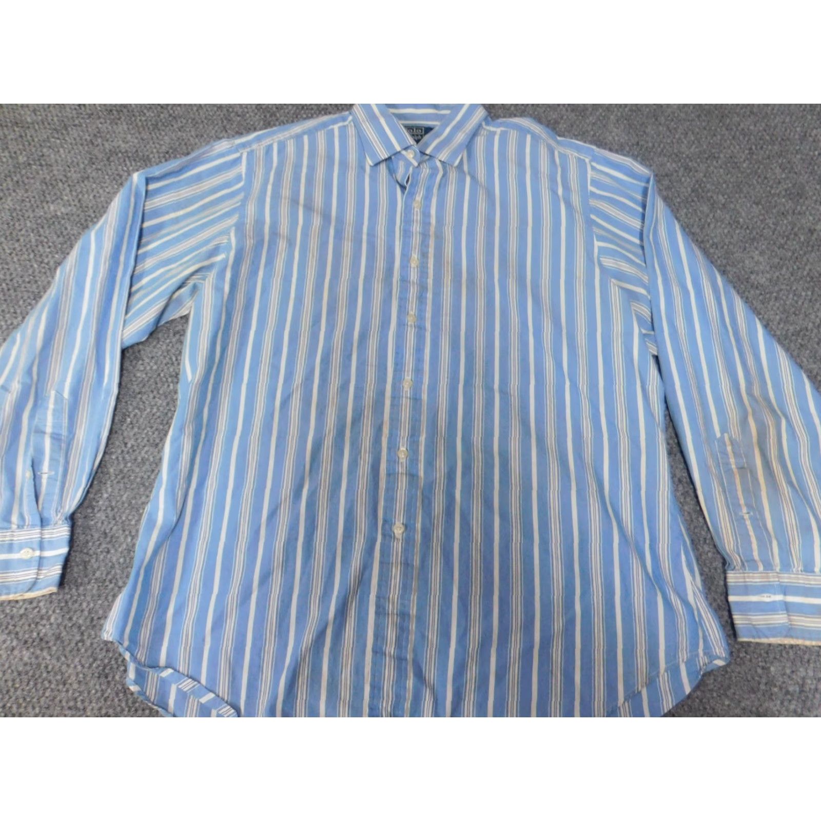 Polo Ralph Lauren Polo Ralph Lauren Shirt 16.5 Mens Blue Striped Button Down Collar Classic Button Up Dress Shirt Size US XL / EU 56 / 4 - 2 Thumbnail