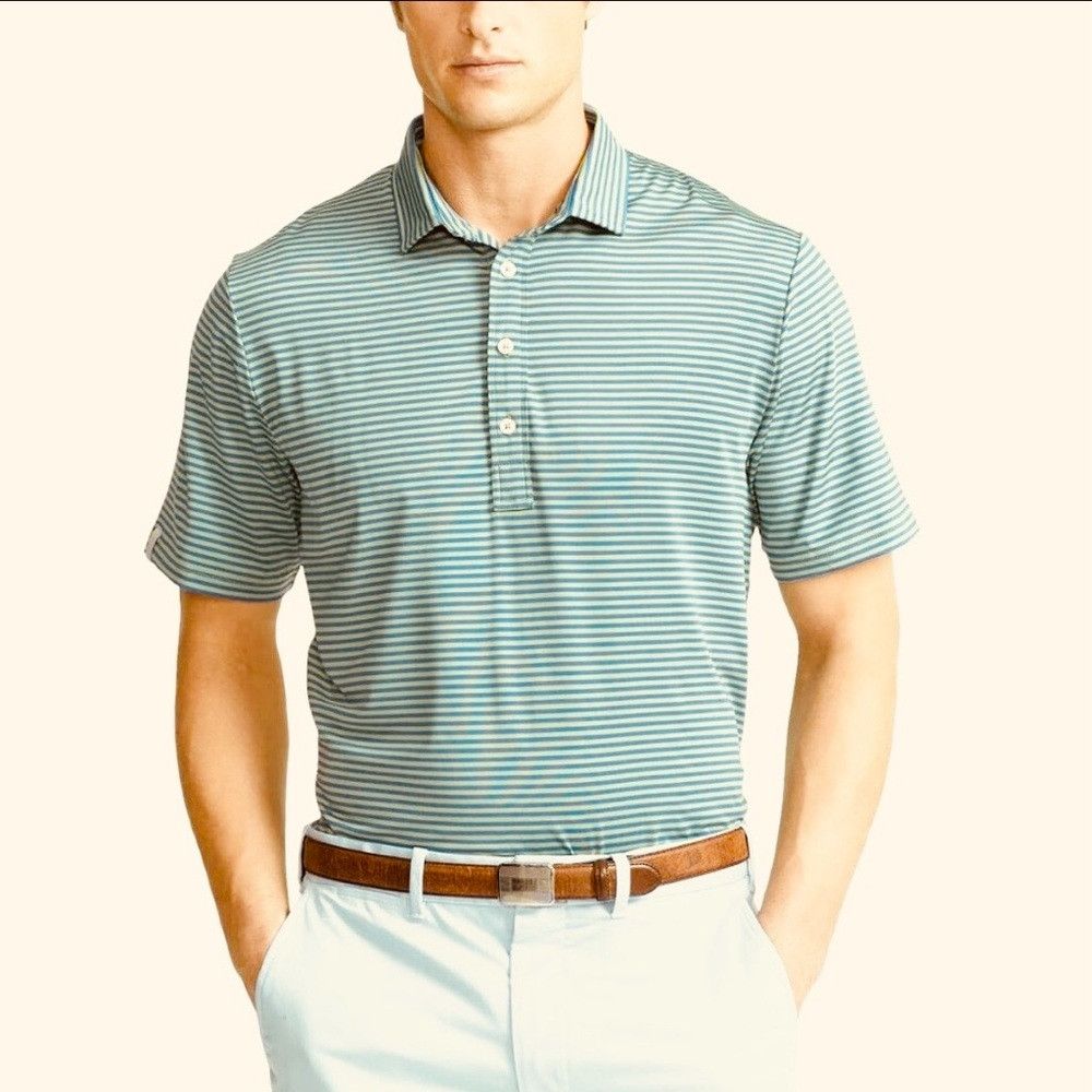 RLX Ralph Lauren NWt New $95 RLX Ralph Lauren Golf Green Grey Stripe Polo Sh Size US L / EU 52-54 / 3 - 1 Thumbnail